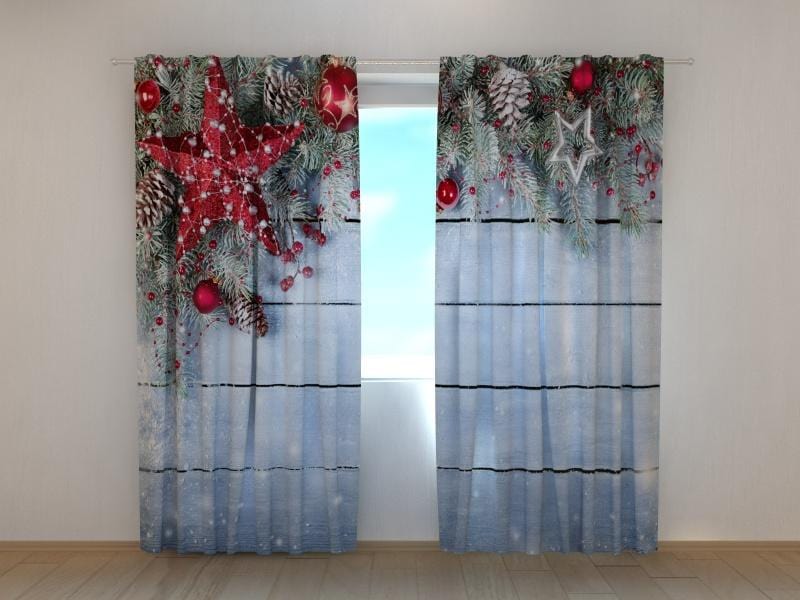 Ziemassvētku aizkari - Ziemassvētku sarkanā zvaigzne 180 x 140 cm (2X 90x140 cm) / SCREEN E-interjers.lv
