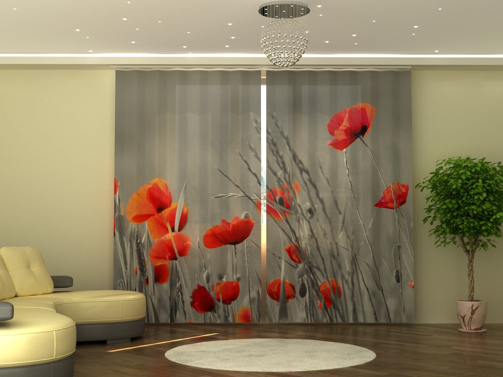 Aizkari Wild Poppies P290xA245 cm E-interjers.lv