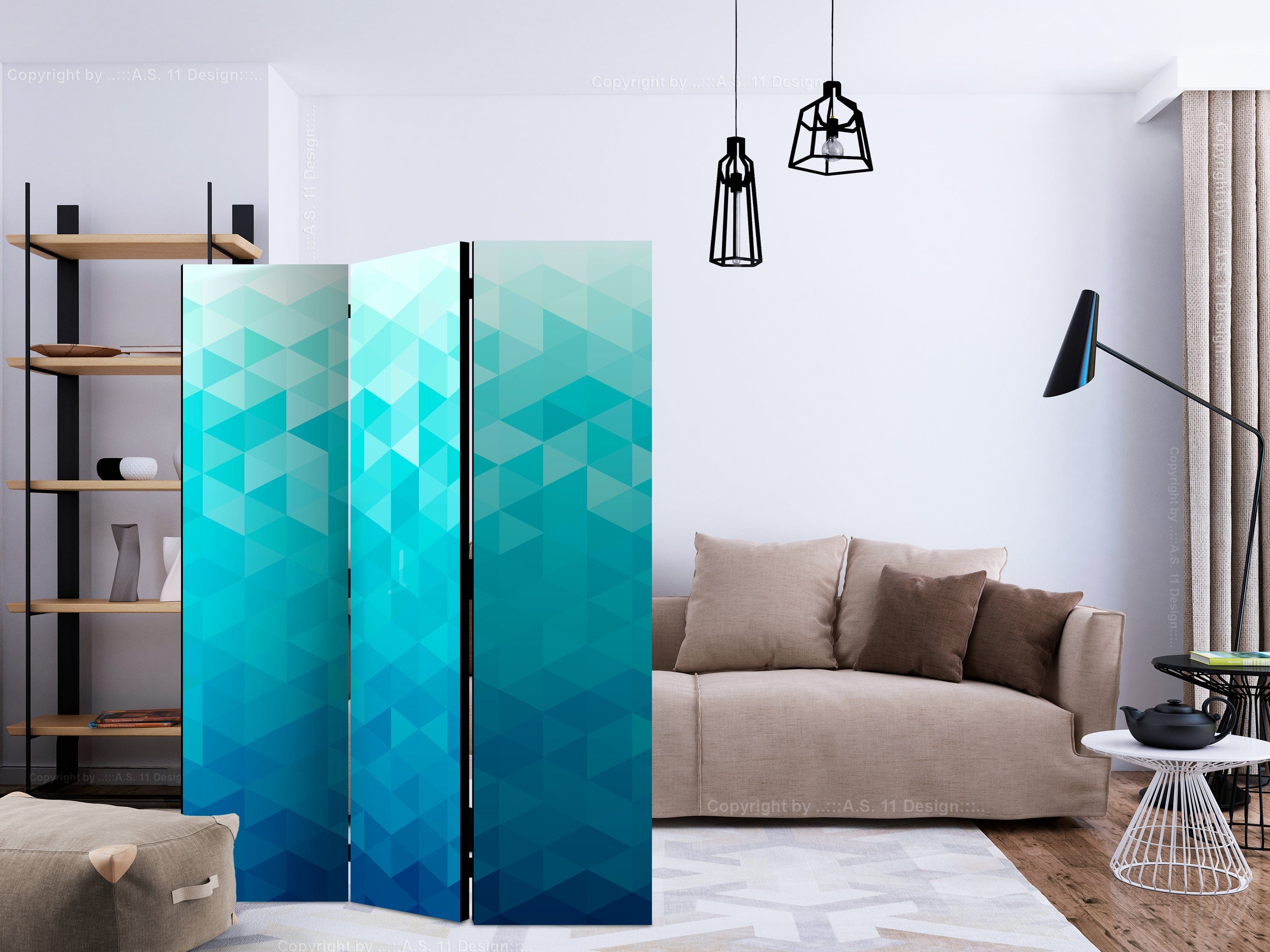 Aizslietnis 3-daļīgs - Azūra pikseļi (135x172cm) 135x172 cm Home Trends