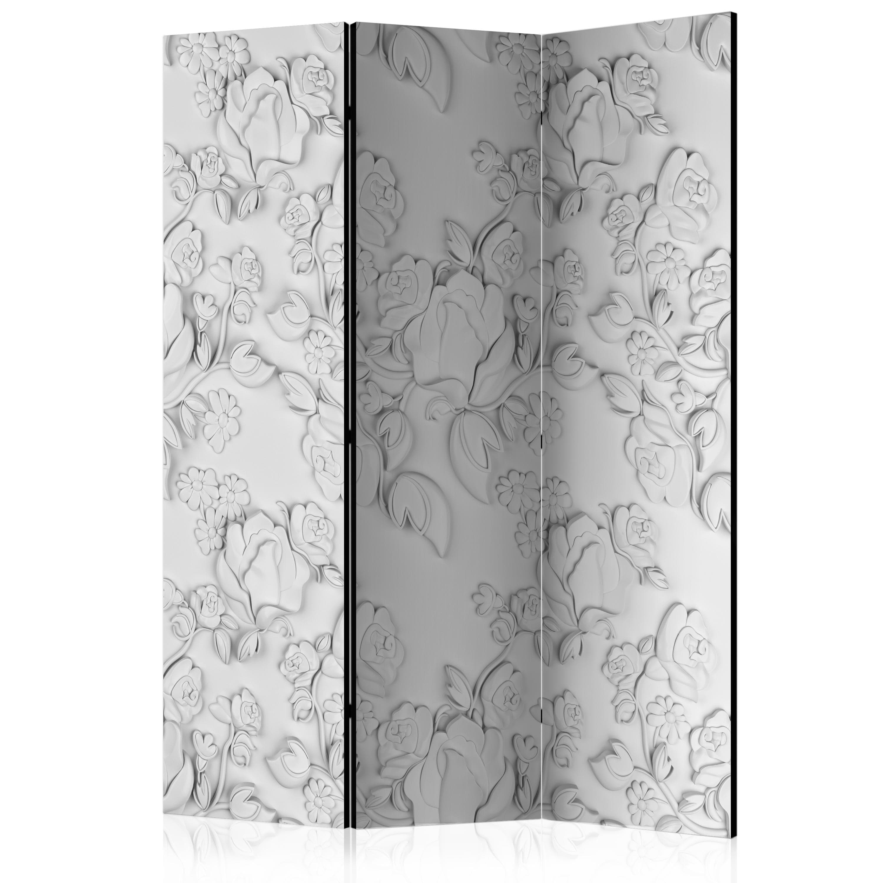 Aizslietnis 3-daļīgs - Balts ornaments - rozes (135x172cm) Home Trends