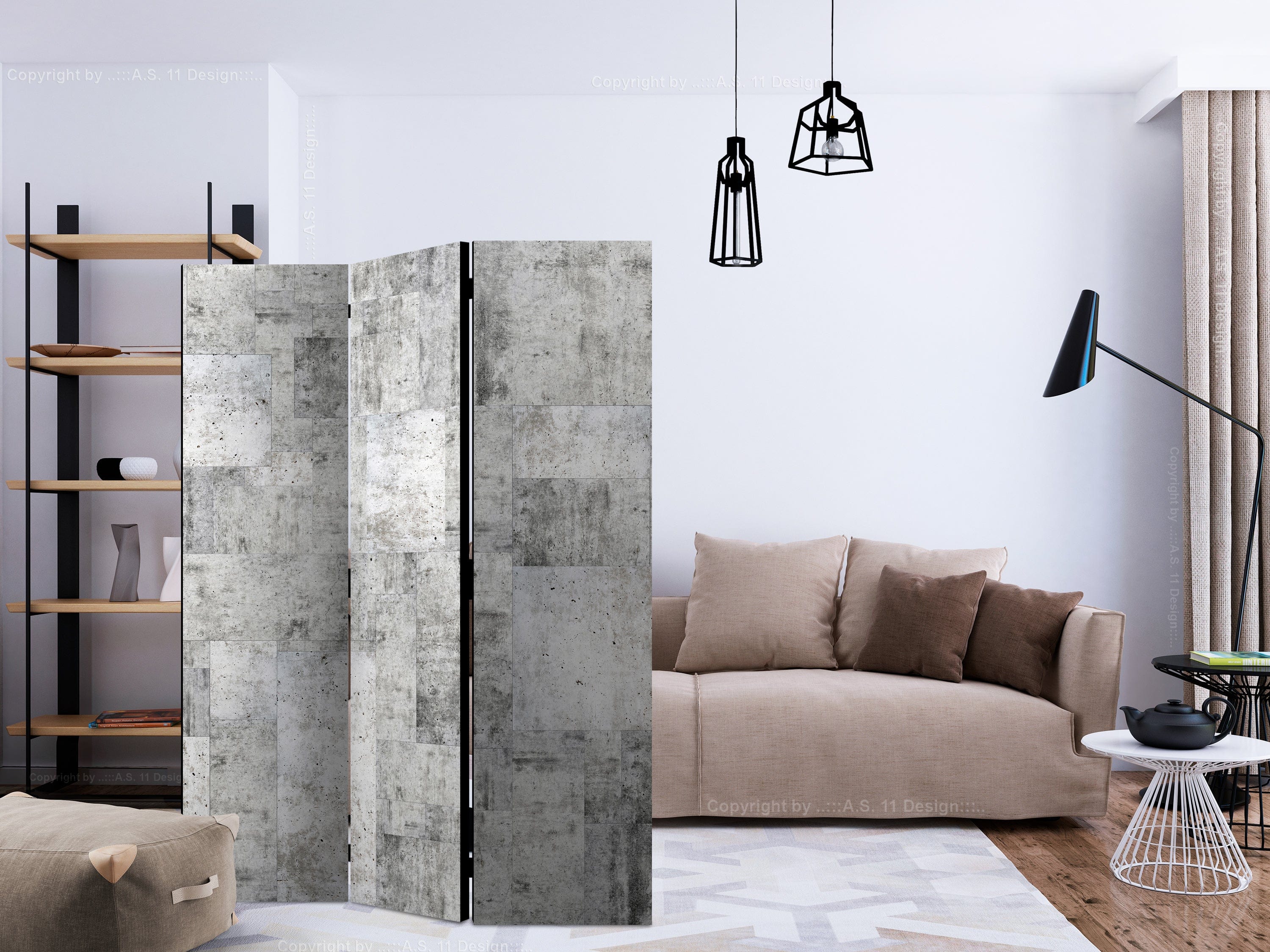 Aizslietnis 3-daļīgs - Betons - Pelēkā pilsēta (135x172cm) 135x172 cm Home Trends