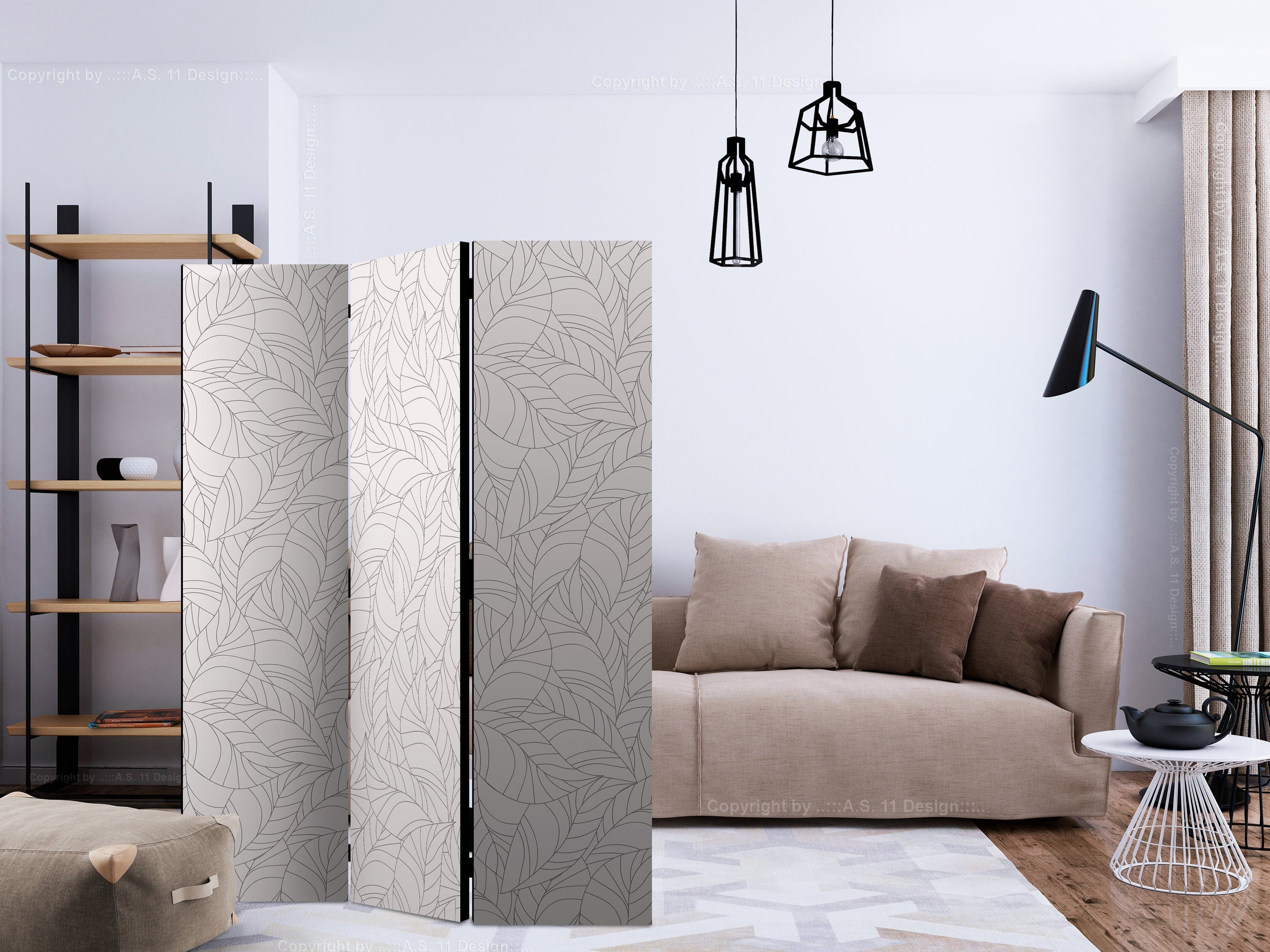 Aizslietnis 3-daļīgs - Bezkrāsainas lapas (135x172cm) 135x172 cm Home Trends