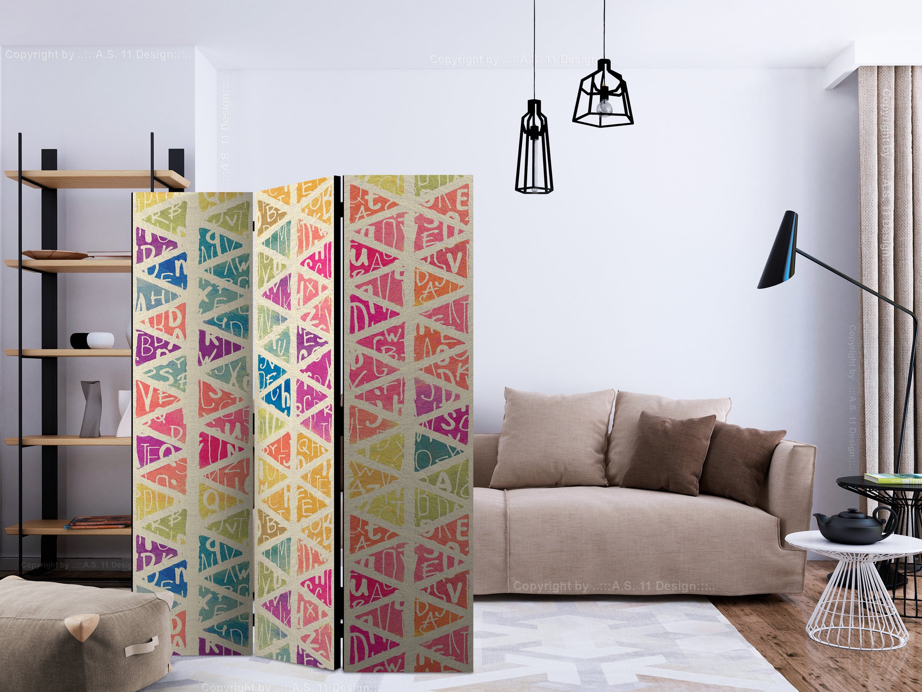 Aizslietnis 3-daļīgs - Burti un trijstūri (135x172cm) 135x172 cm Home Trends