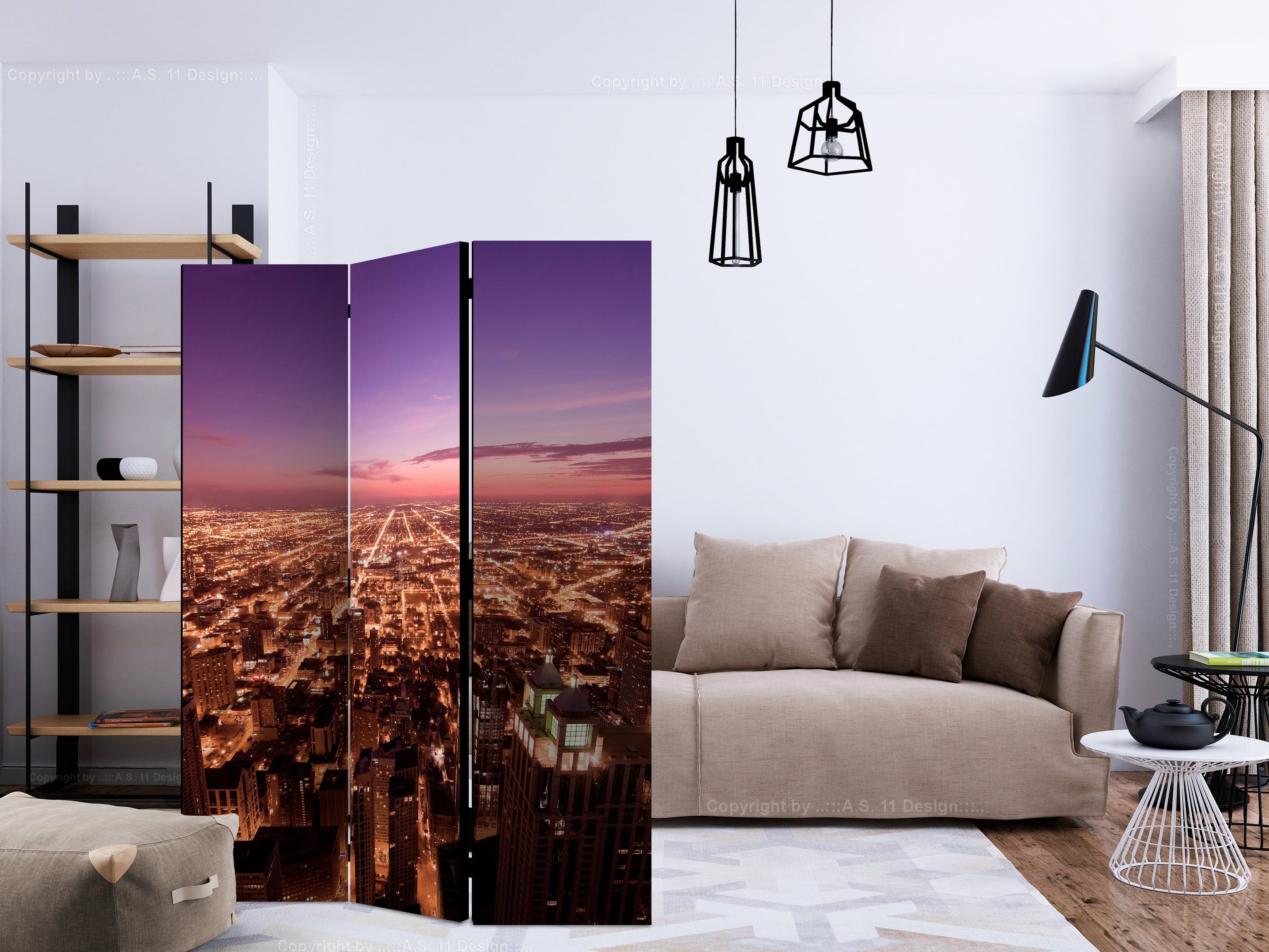 Aizslietnis 3-daļīgs - Čikāgas panorāma (135x172cm) 135x172 cm Home Trends