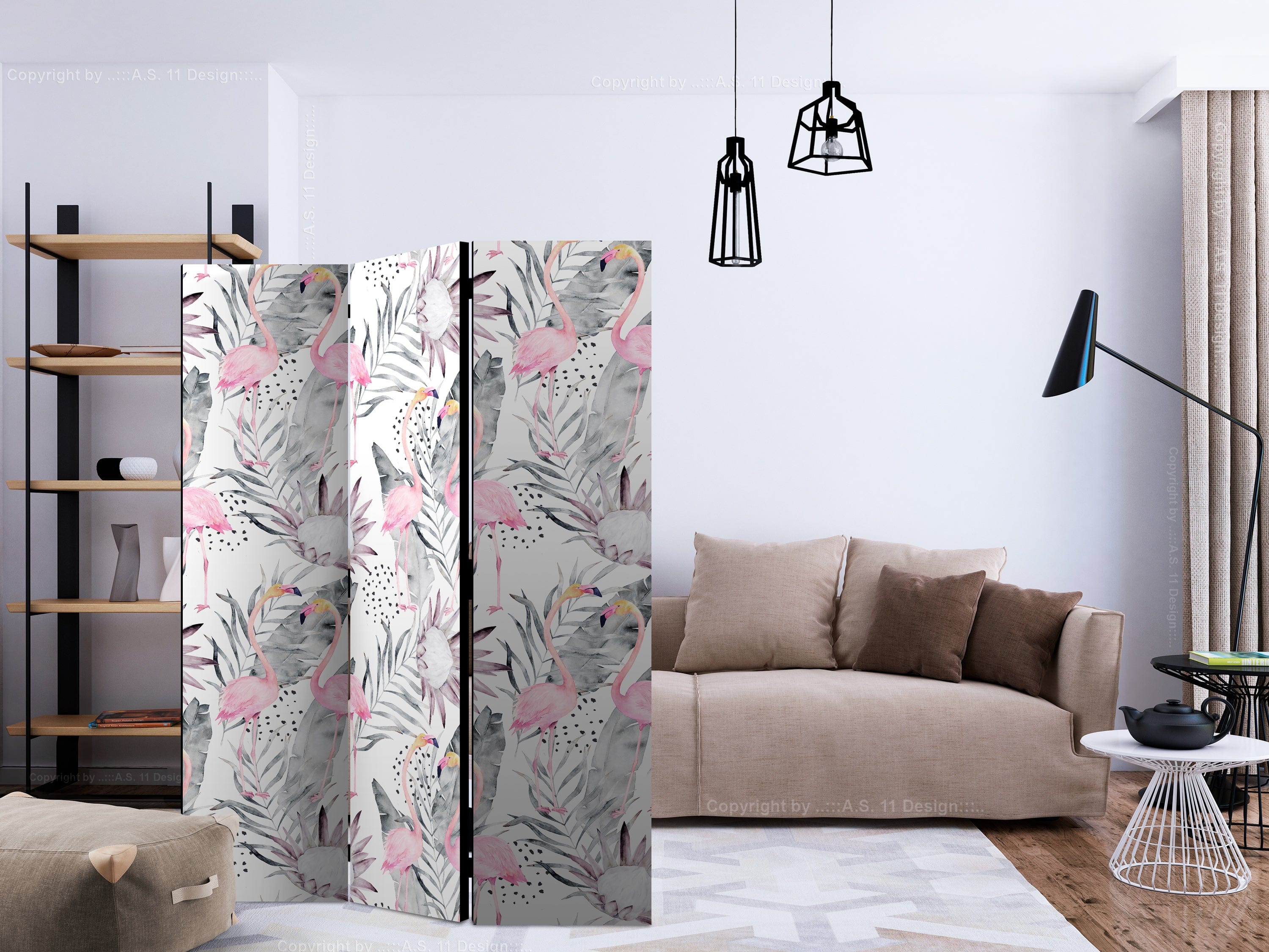 Aizslietnis 3-daļīgs - Flamingo un zariņi (135x172cm) 135x172 cm Home Trends
