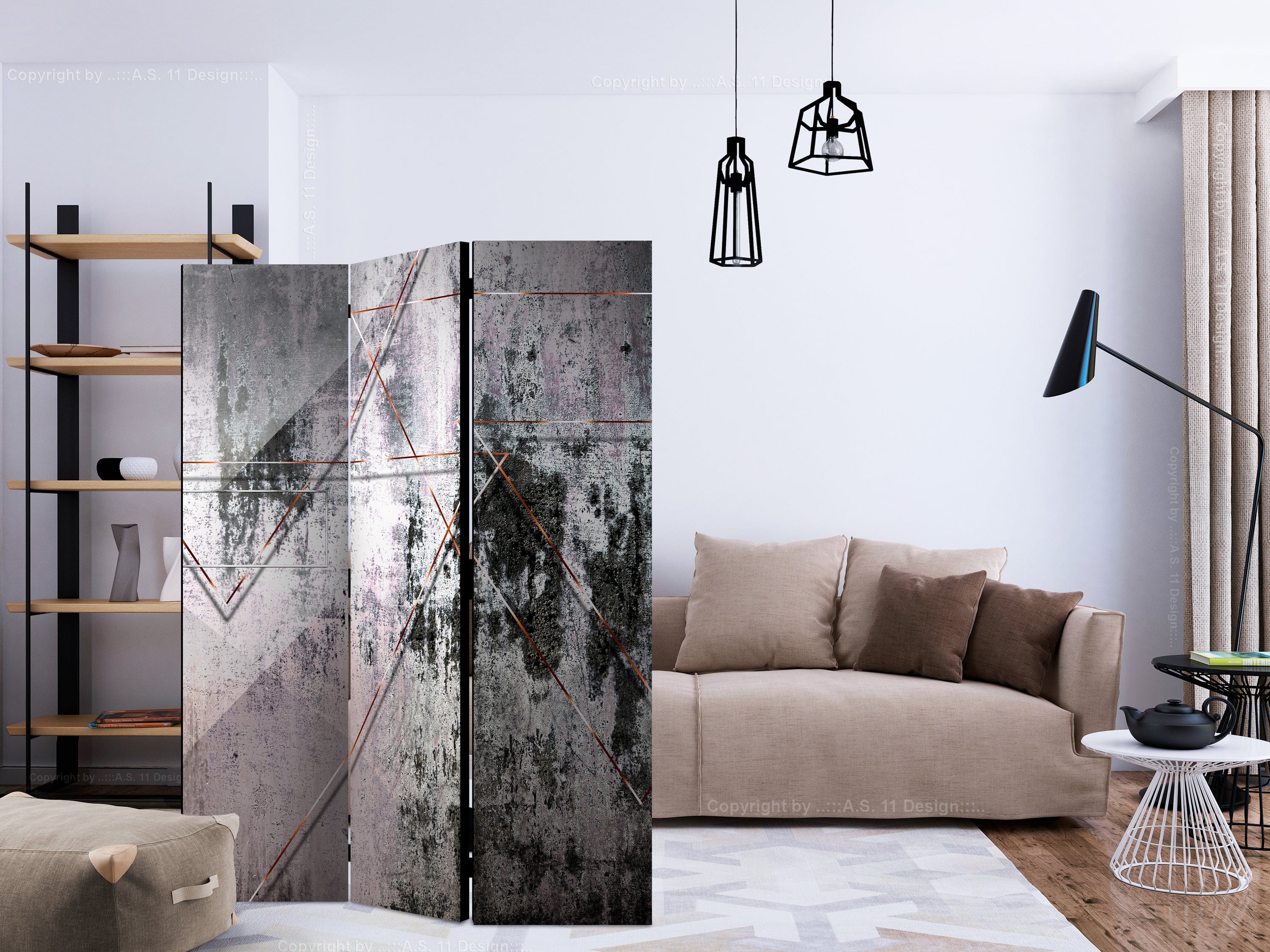 Aizslietnis 3-daļīgs - Ģeometriskā siena (135x172cm) 135x172 cm Home Trends