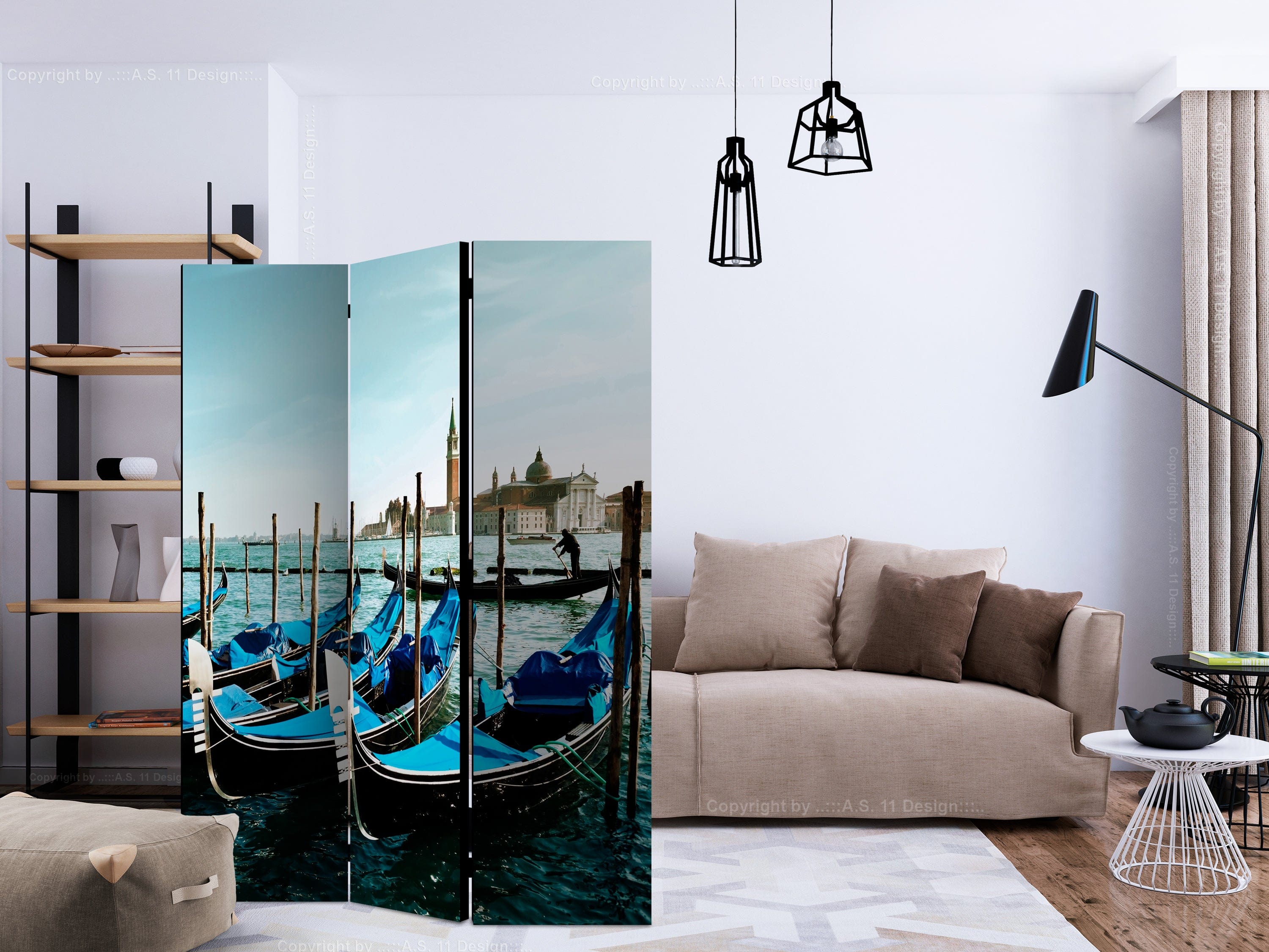 Aizslietnis 3-daļīgs - Gondolas pa Lielo kanālu, Venēcija (135x172cm) 135x172 cm Home Trends