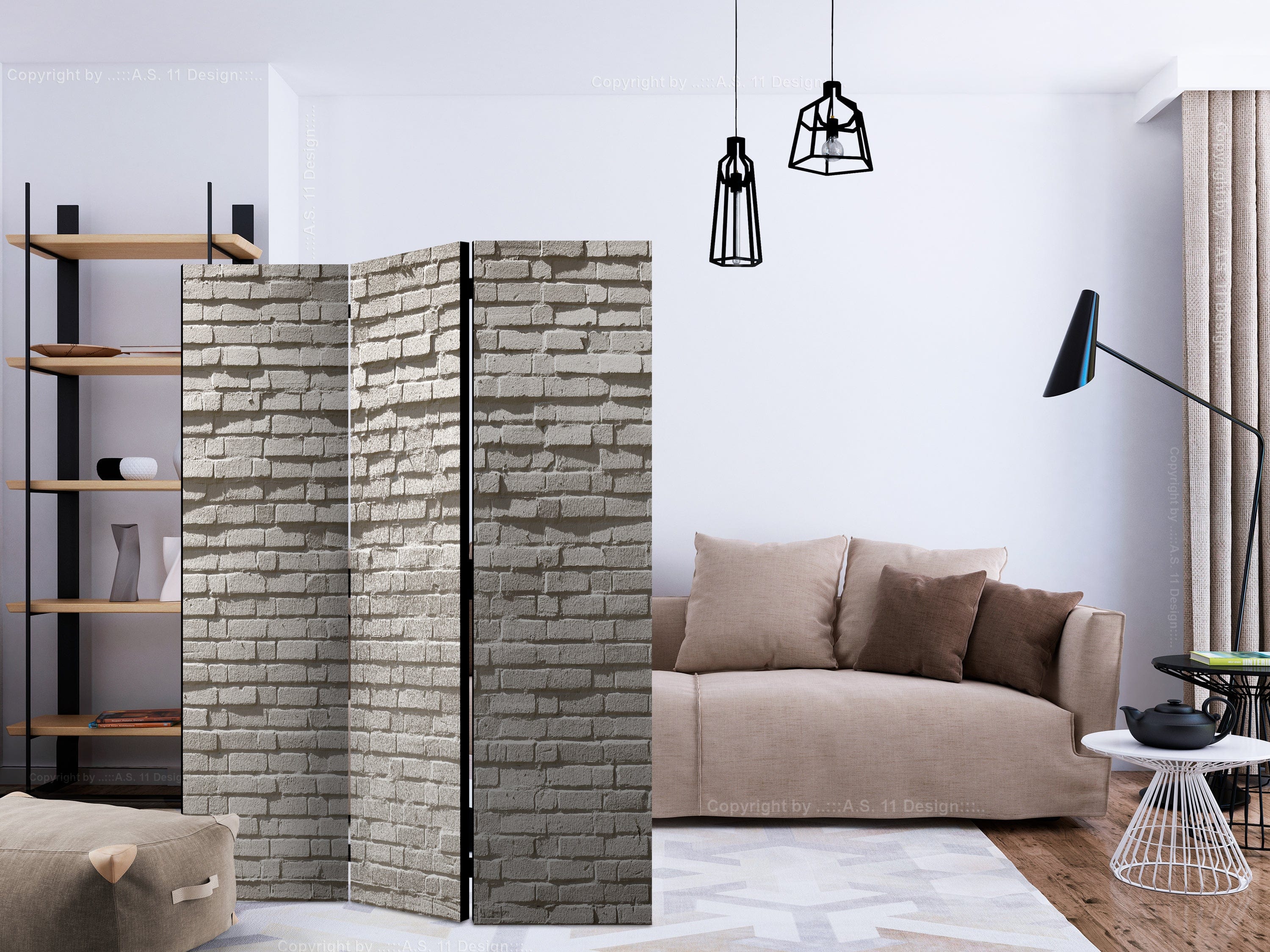 Aizslietnis 3-daļīgs - Ķieģeļu siena - minimālisms (135x172cm) 135x172 cm Home Trends