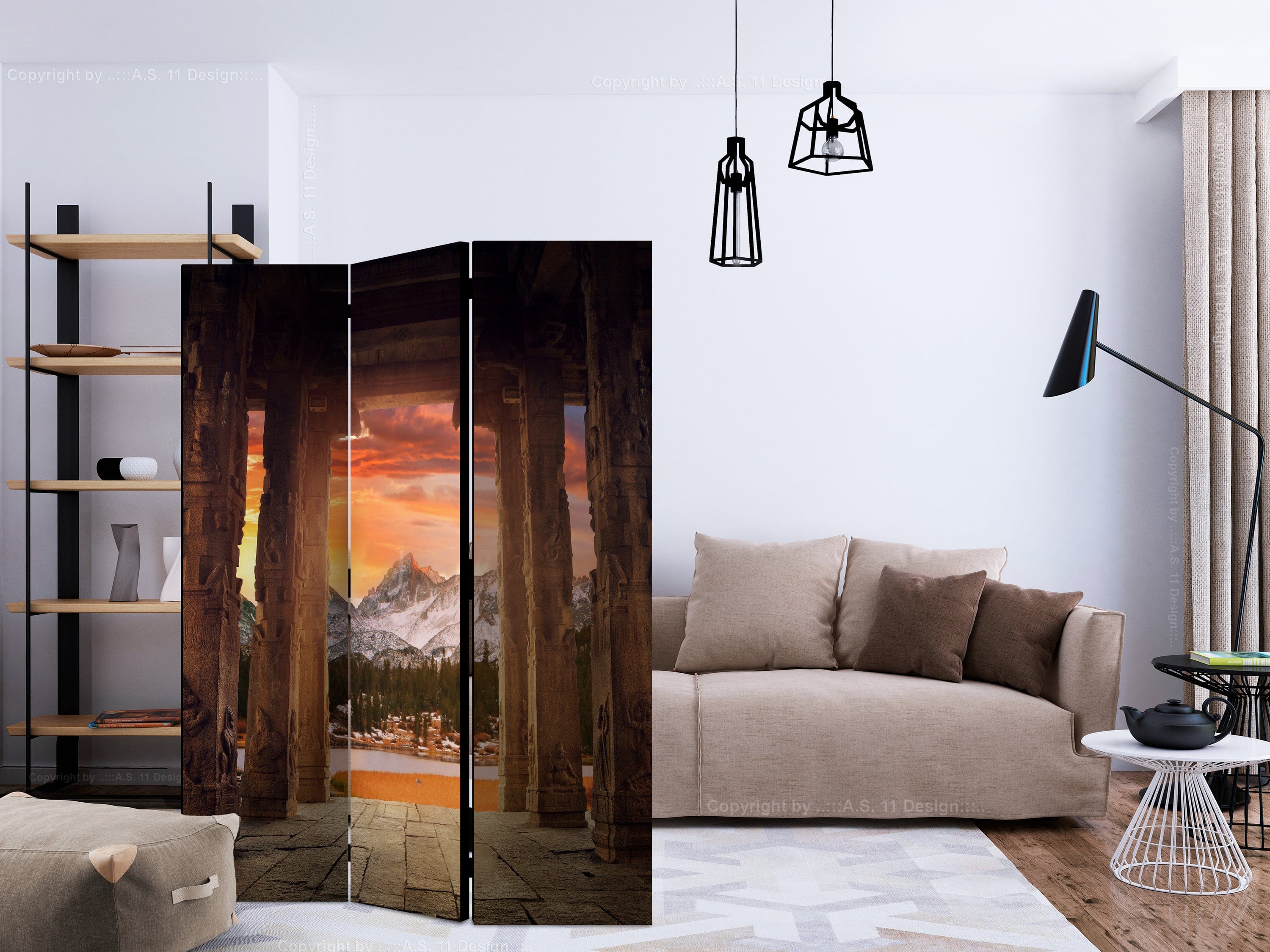 Aizslietnis 3-daļīgs - Klinšu tempļu taka (135x172cm) 135x172 cm Home Trends