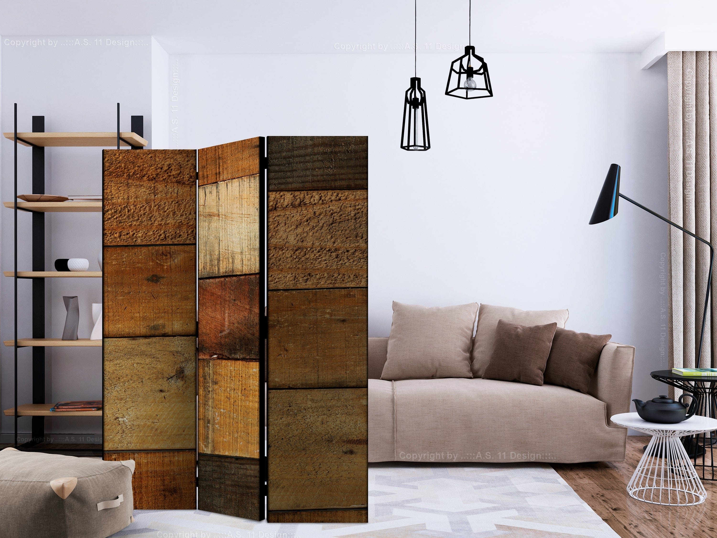 Aizslietnis 3-daļīgs - Koka tekstūras (135x172cm) 135x172 cm Home Trends