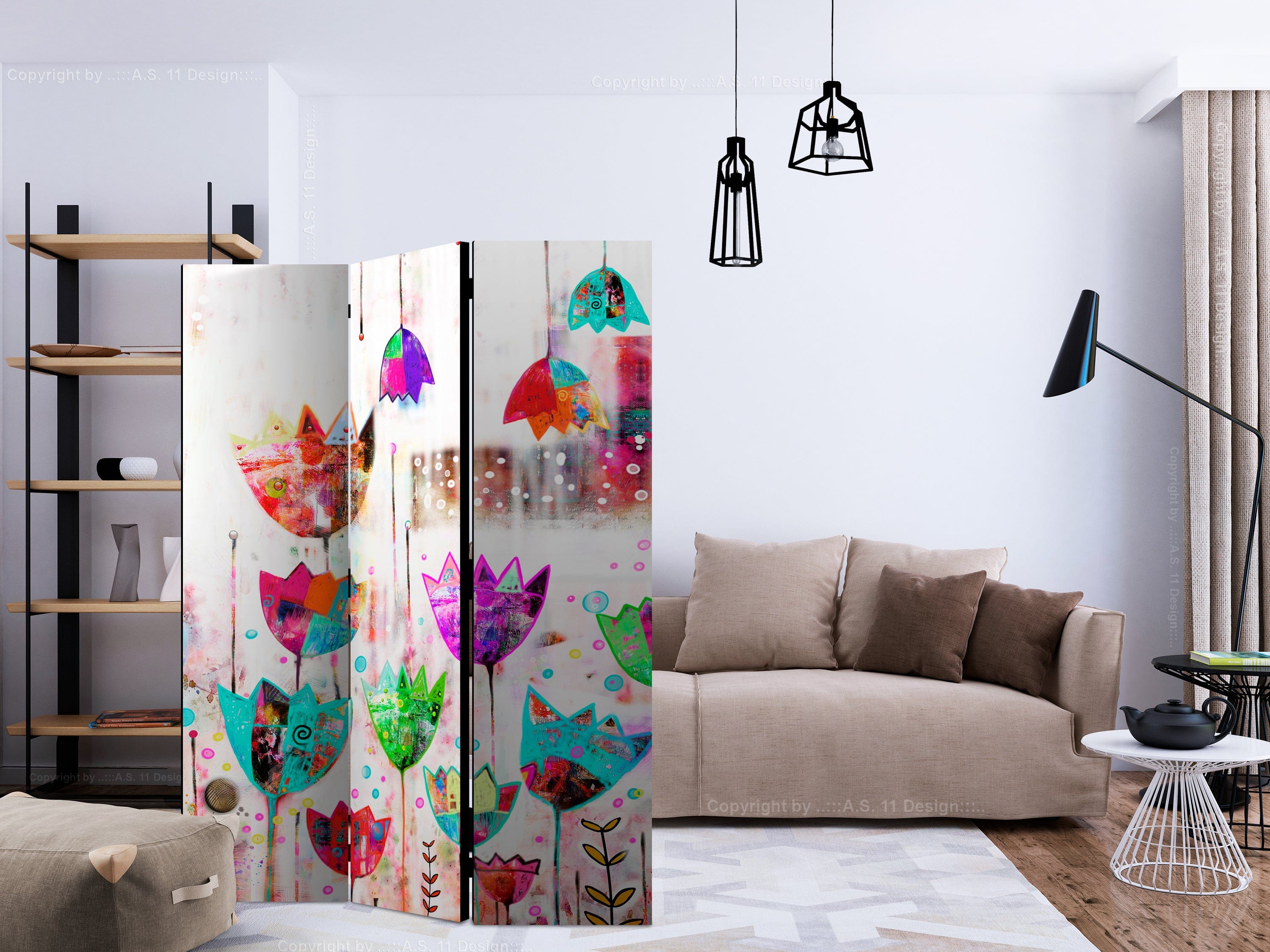 Aizslietnis 3-daļīgs - Krāsainas tulpes (135x172cm) 135x172 cm Home Trends