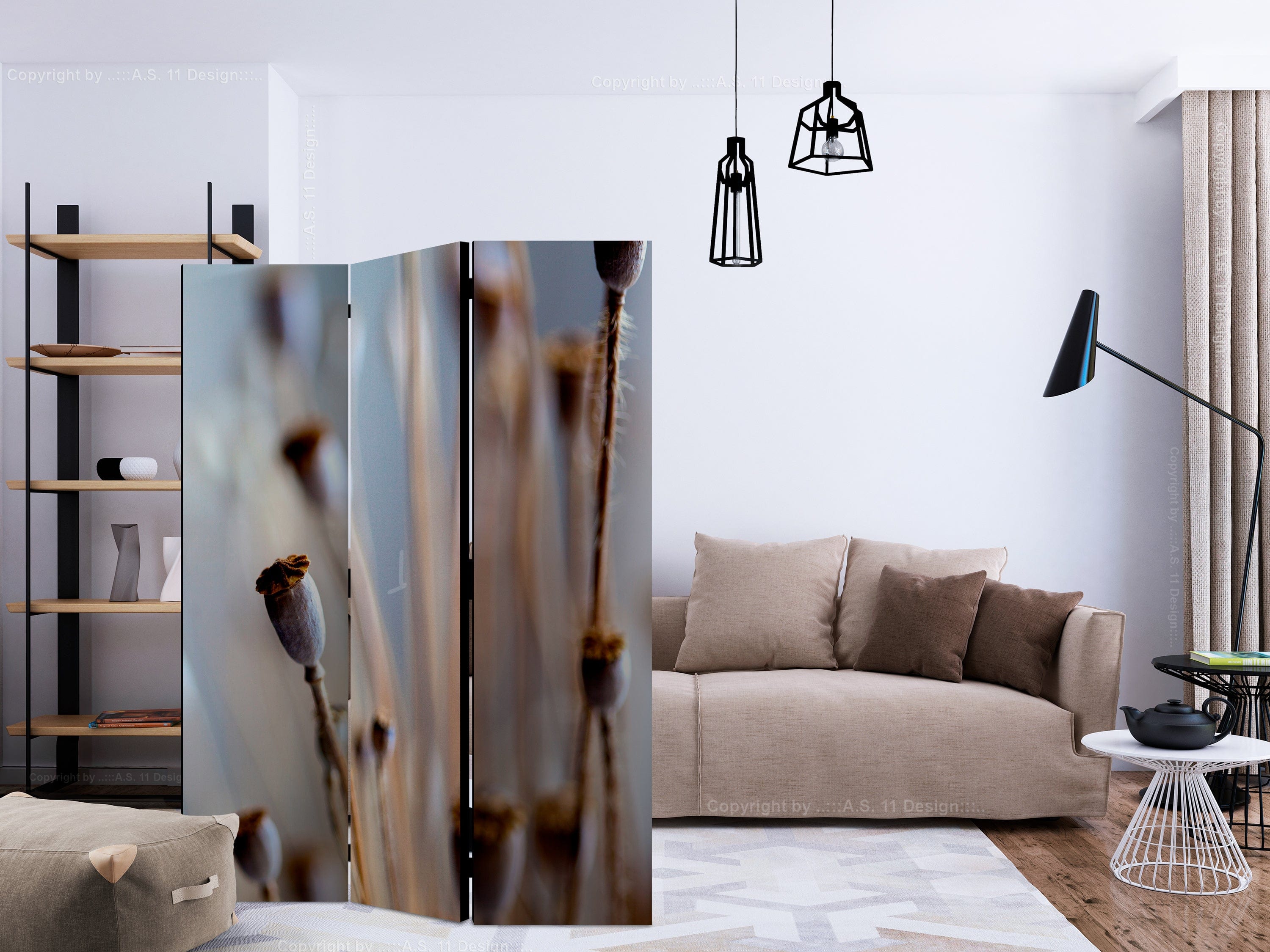 Aizslietnis 3-daļīgs - Magoņu galviņas (135x172cm) 135x172 cm Home Trends