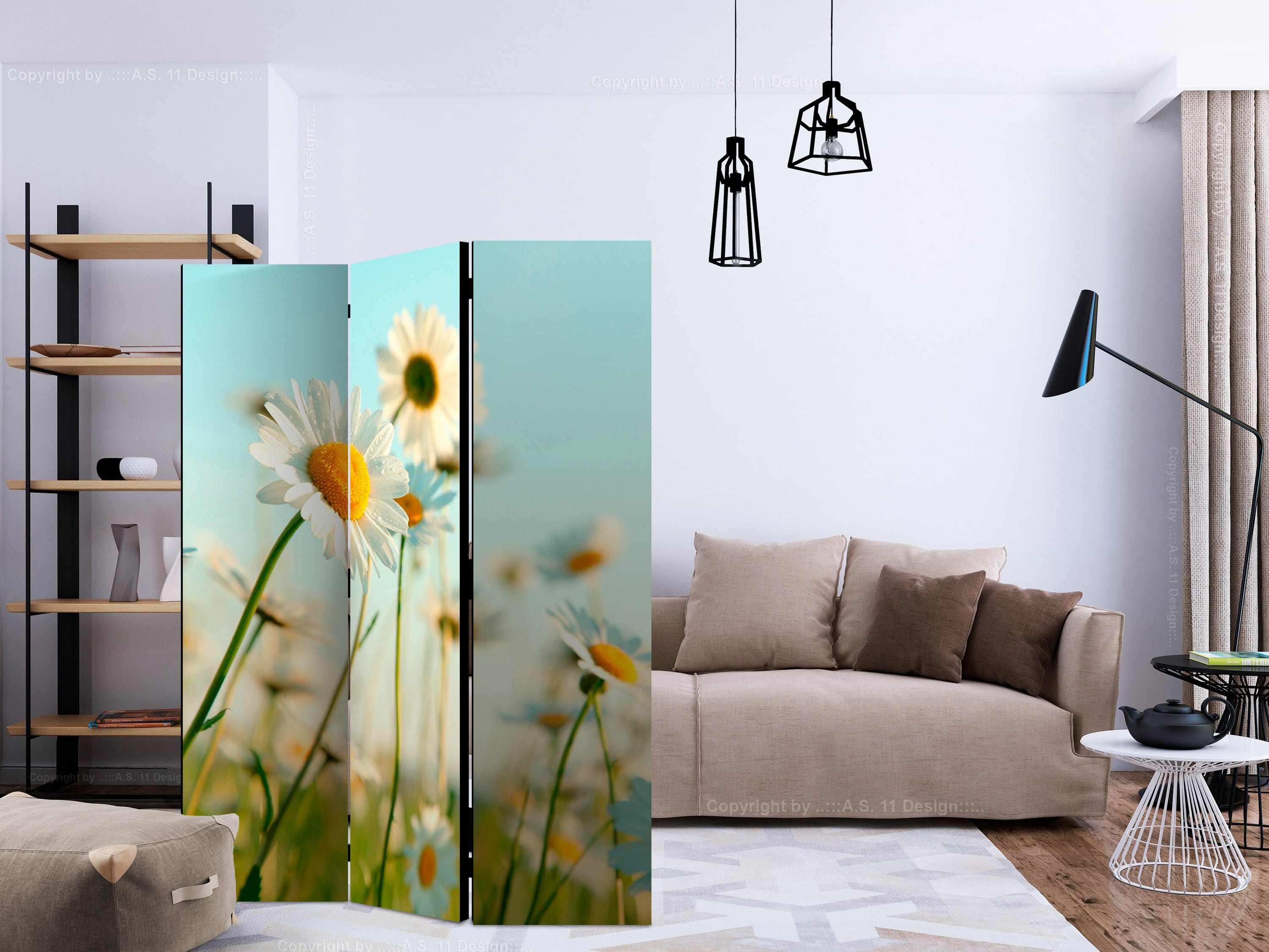 Aizslietnis 3-daļīgs - Margrietiņas - pavasara pļava 1. versija (135x172cm) 135x172 cm Home Trends