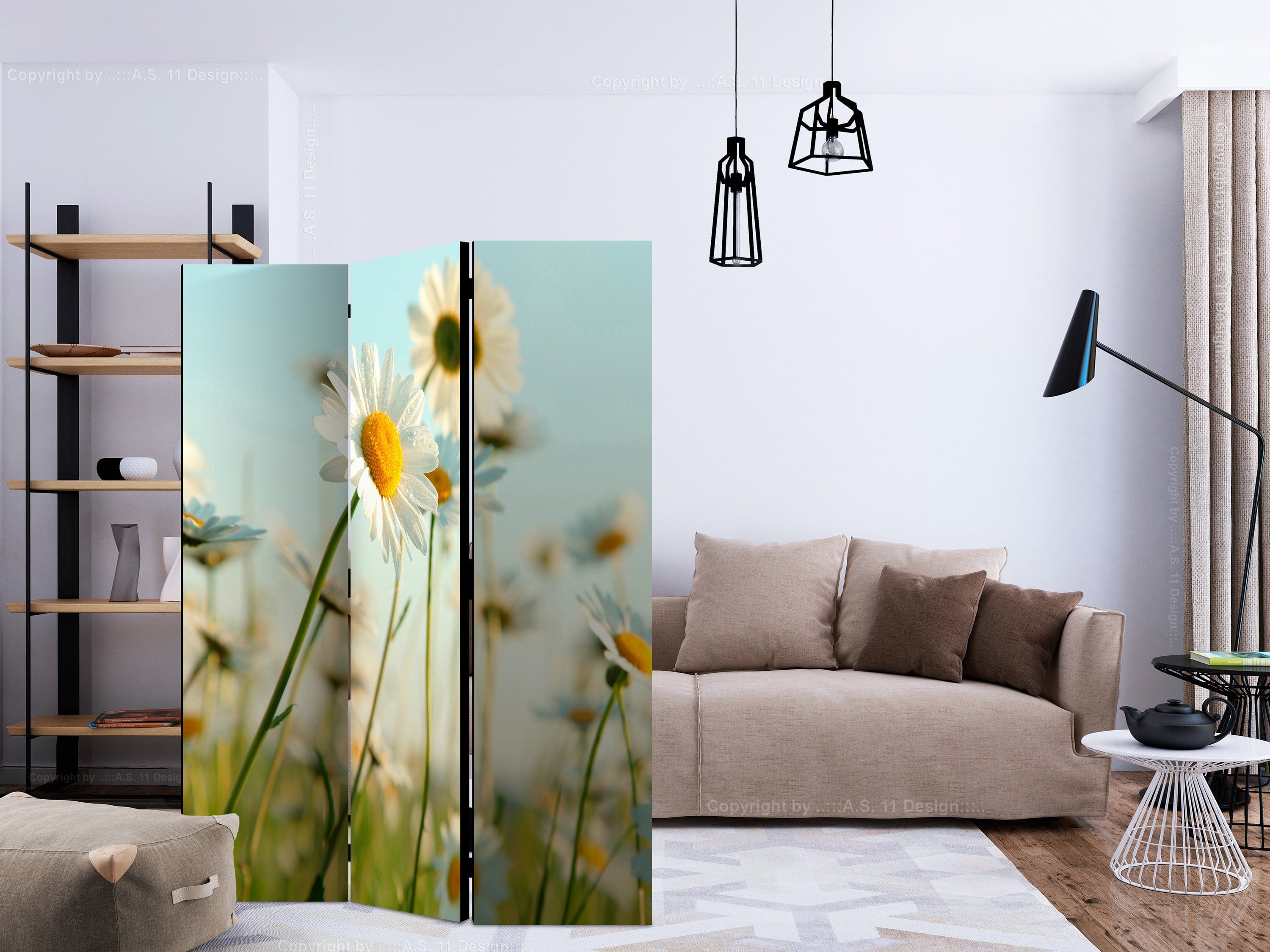 Aizslietnis 3-daļīgs - Margrietiņas - pavasara pļava 2. versija (135x172cm) 135x172 cm Home Trends