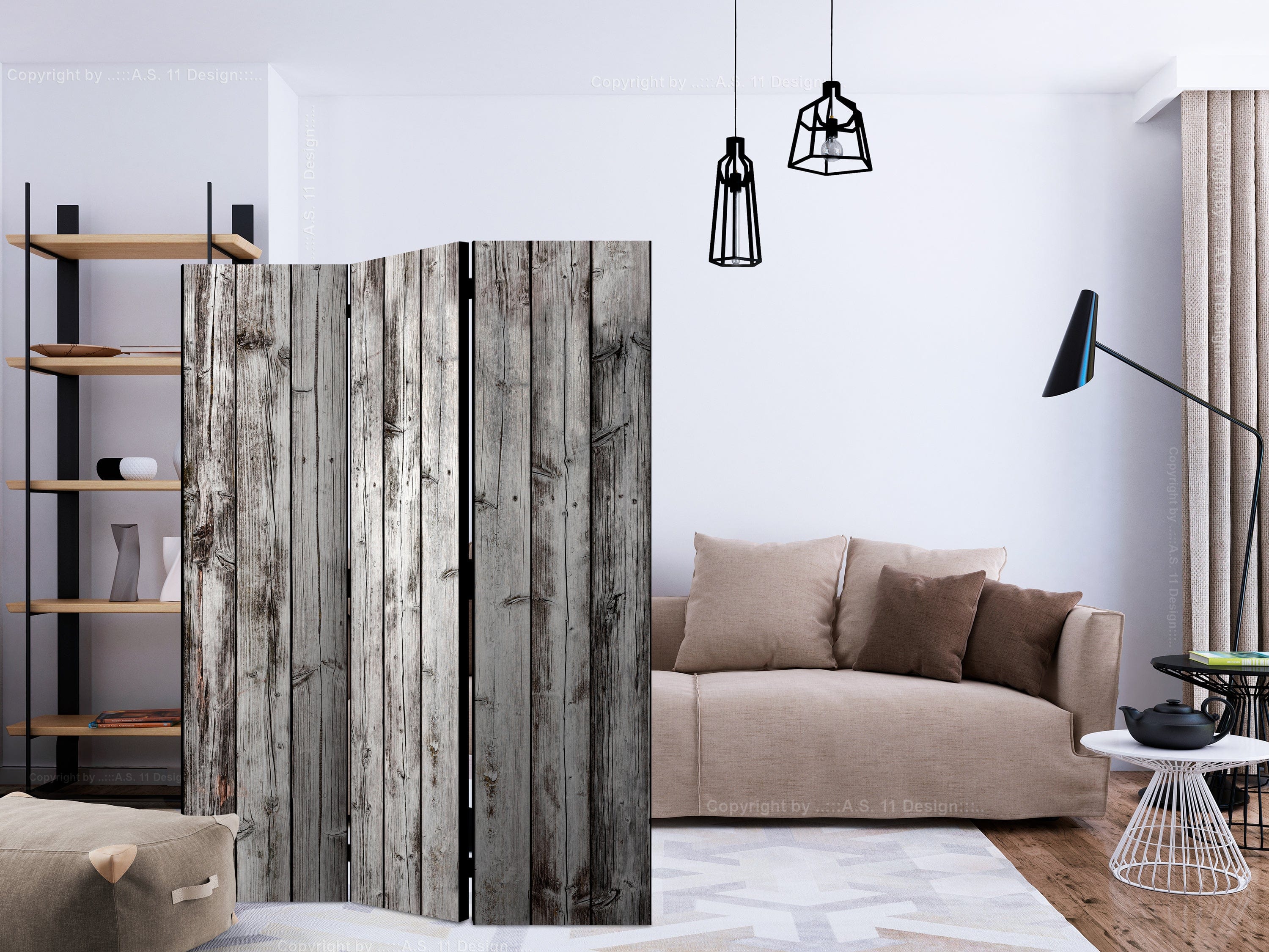 Aizslietnis 3-daļīgs - Neapstrādāti dēļi (135x172cm) 135x172 cm Home Trends