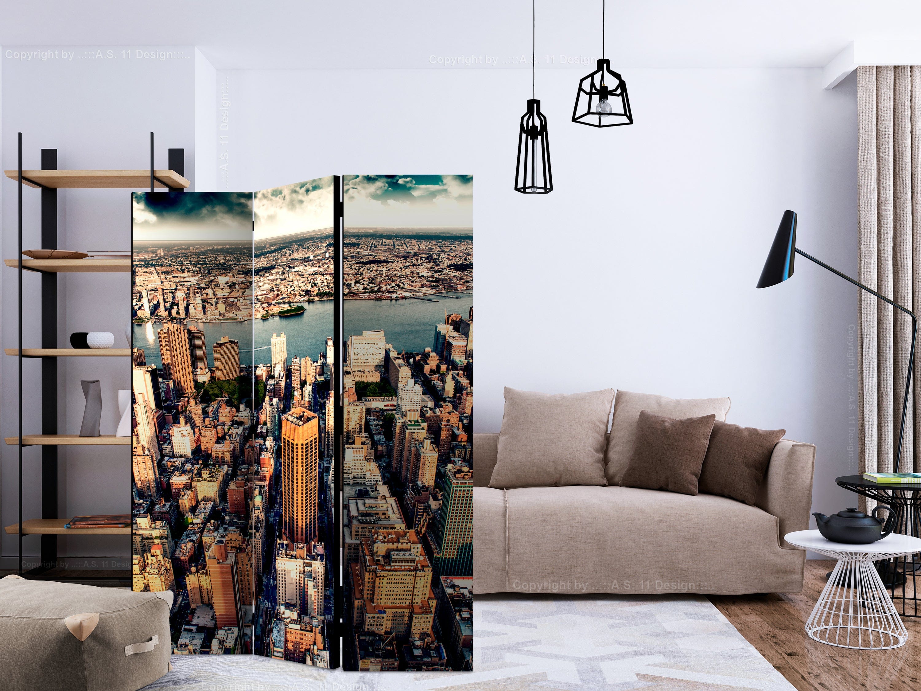 Aizslietnis 3-daļīgs - Ņujorkas skats no putna lidojuma (135x172cm) 135x172 cm Home Trends