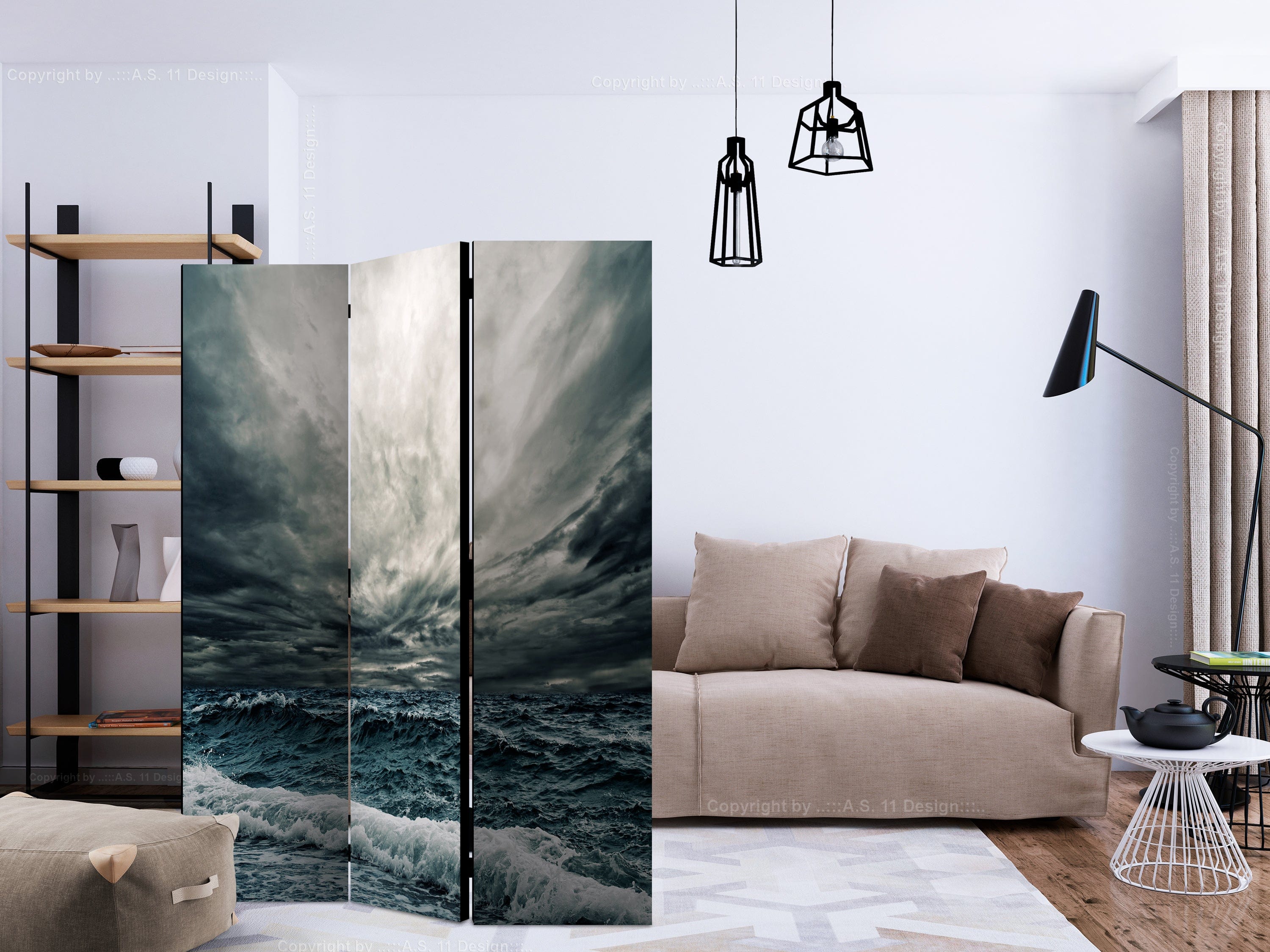 Aizslietnis 3-daļīgs - Okeāna viļņi (135x172cm) 135x172 cm Home Trends
