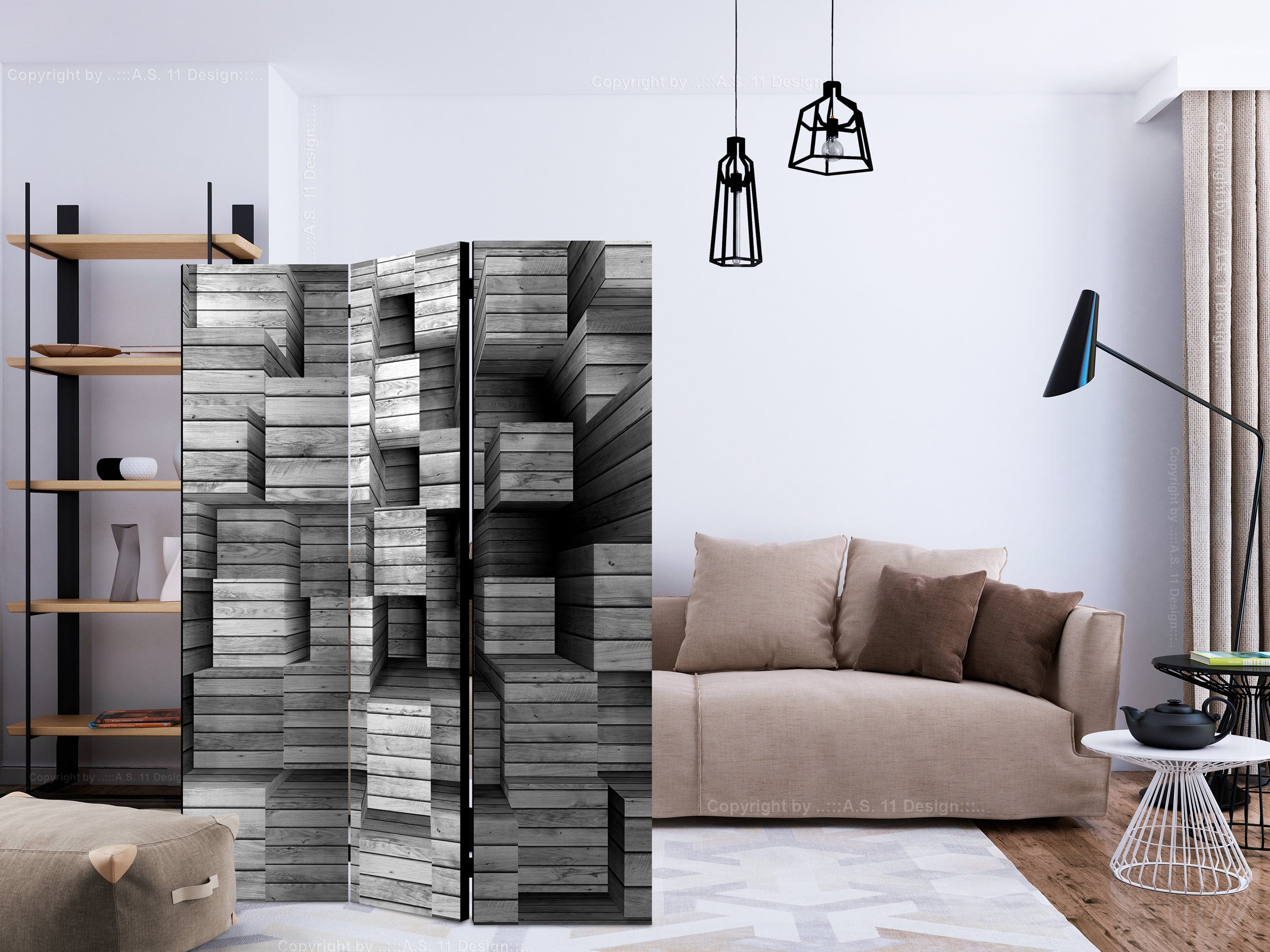 Aizslietnis 3-daļīgs - Pelēka precizitāte (135x172cm) 135x172 cm Home Trends