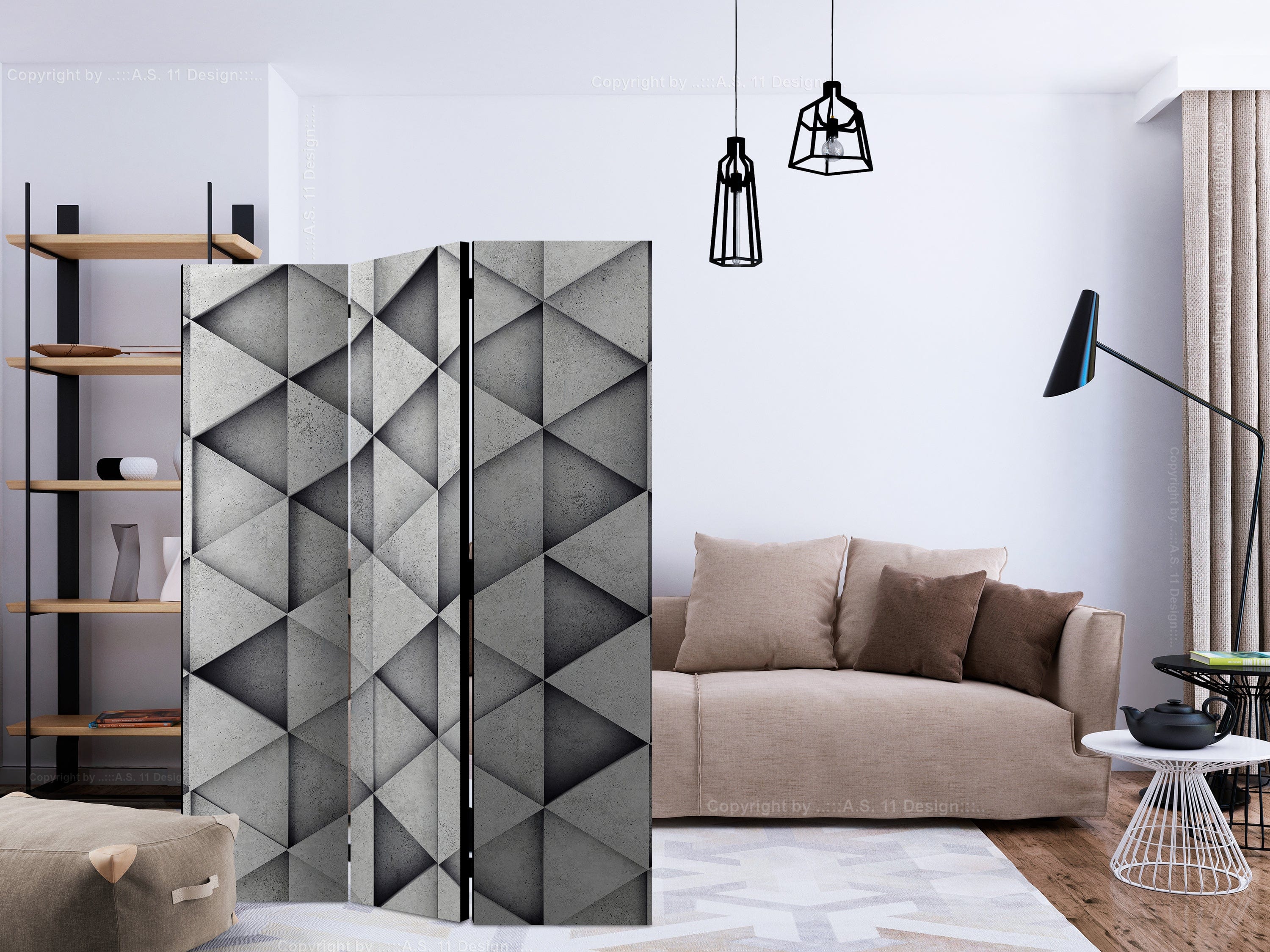 Aizslietnis 3-daļīgs - Pelēki trijstūri (135x172cm) 135x172 cm Home Trends