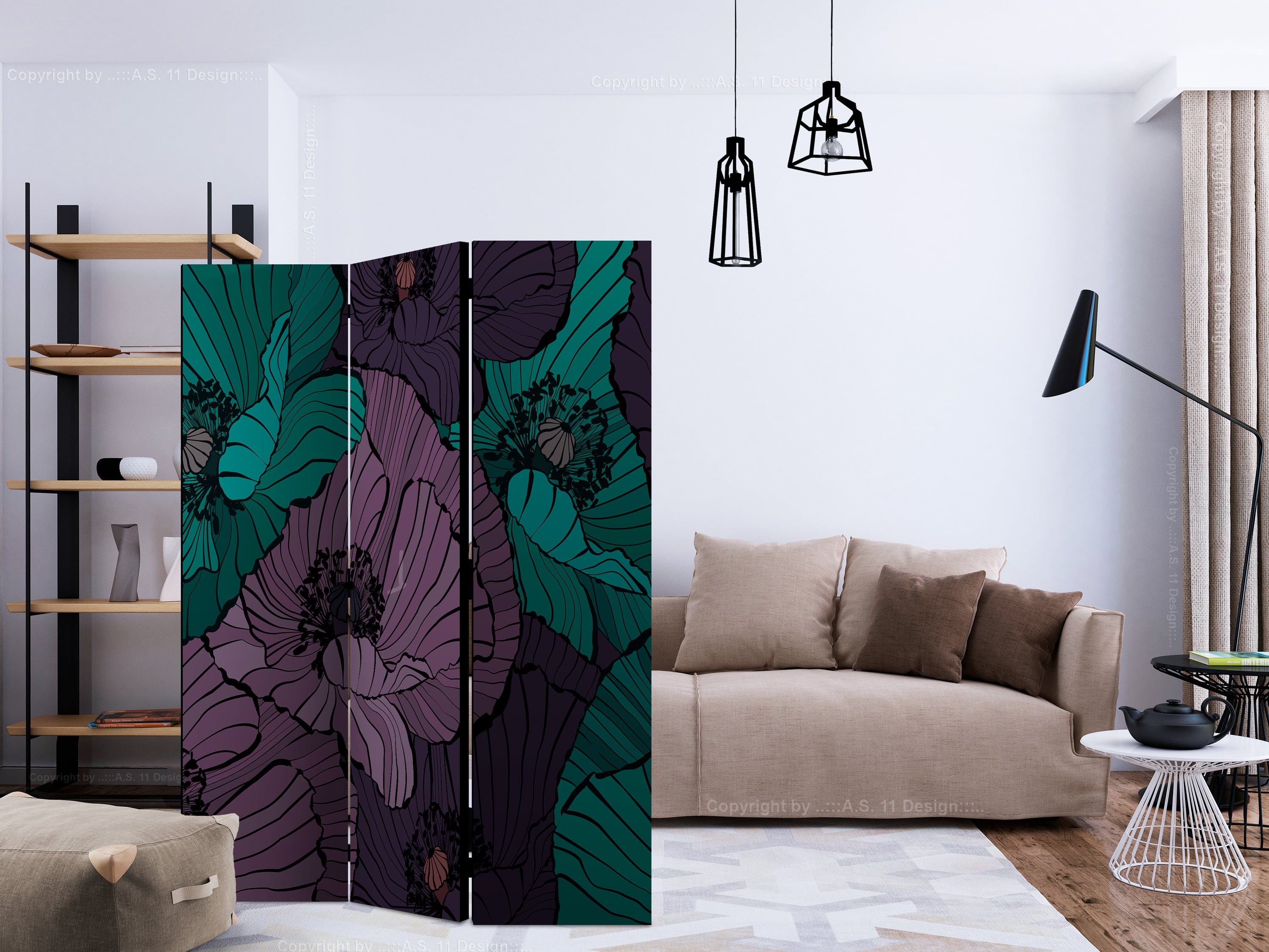 Aizslietnis 3-daļīgs - Puķu dobe (135x172cm) 135x172 cm Home Trends