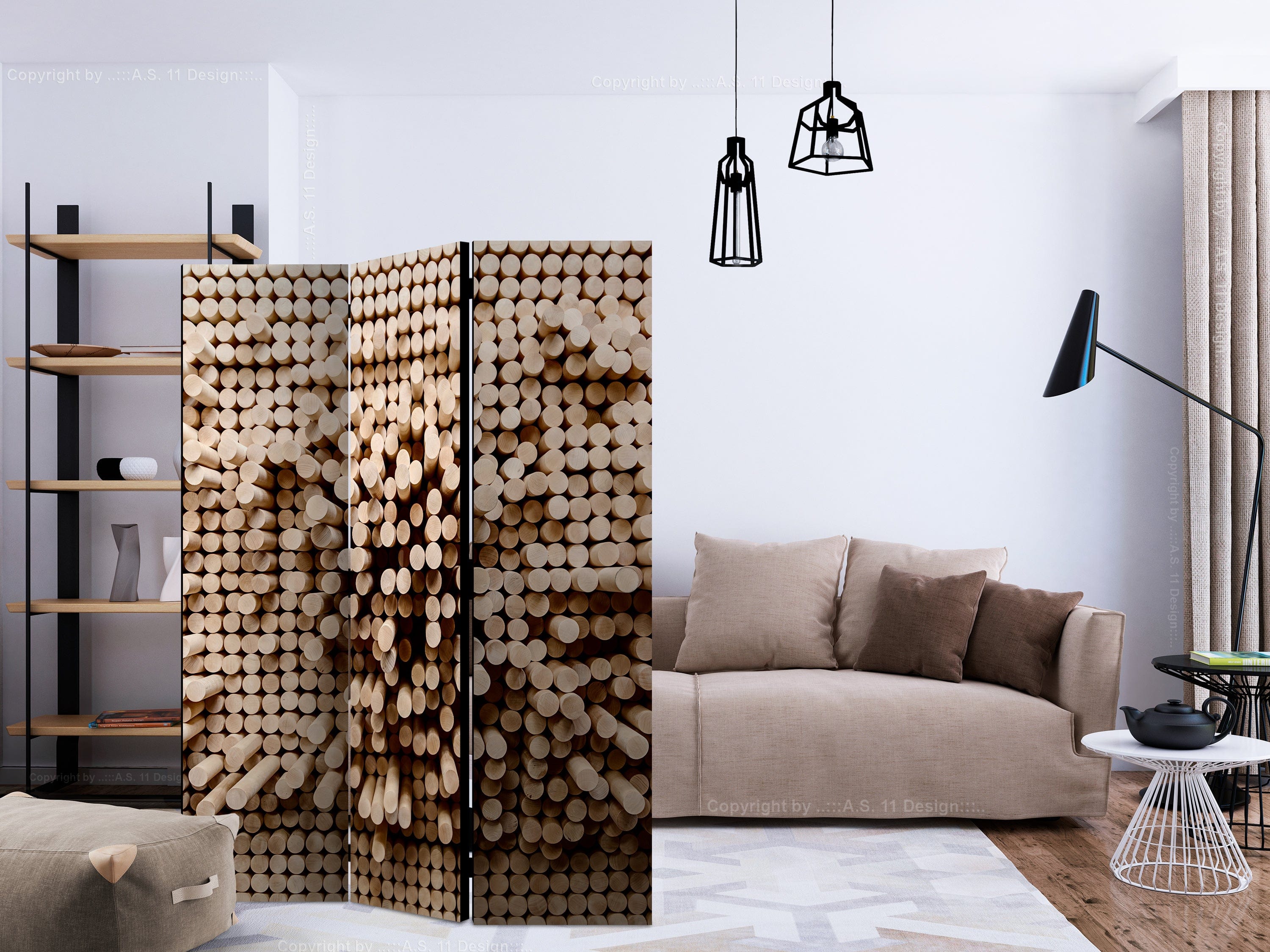 Aizslietnis 3-daļīgs - Puzzle ar kociņiem (135x172cm) 135x172 cm Home Trends