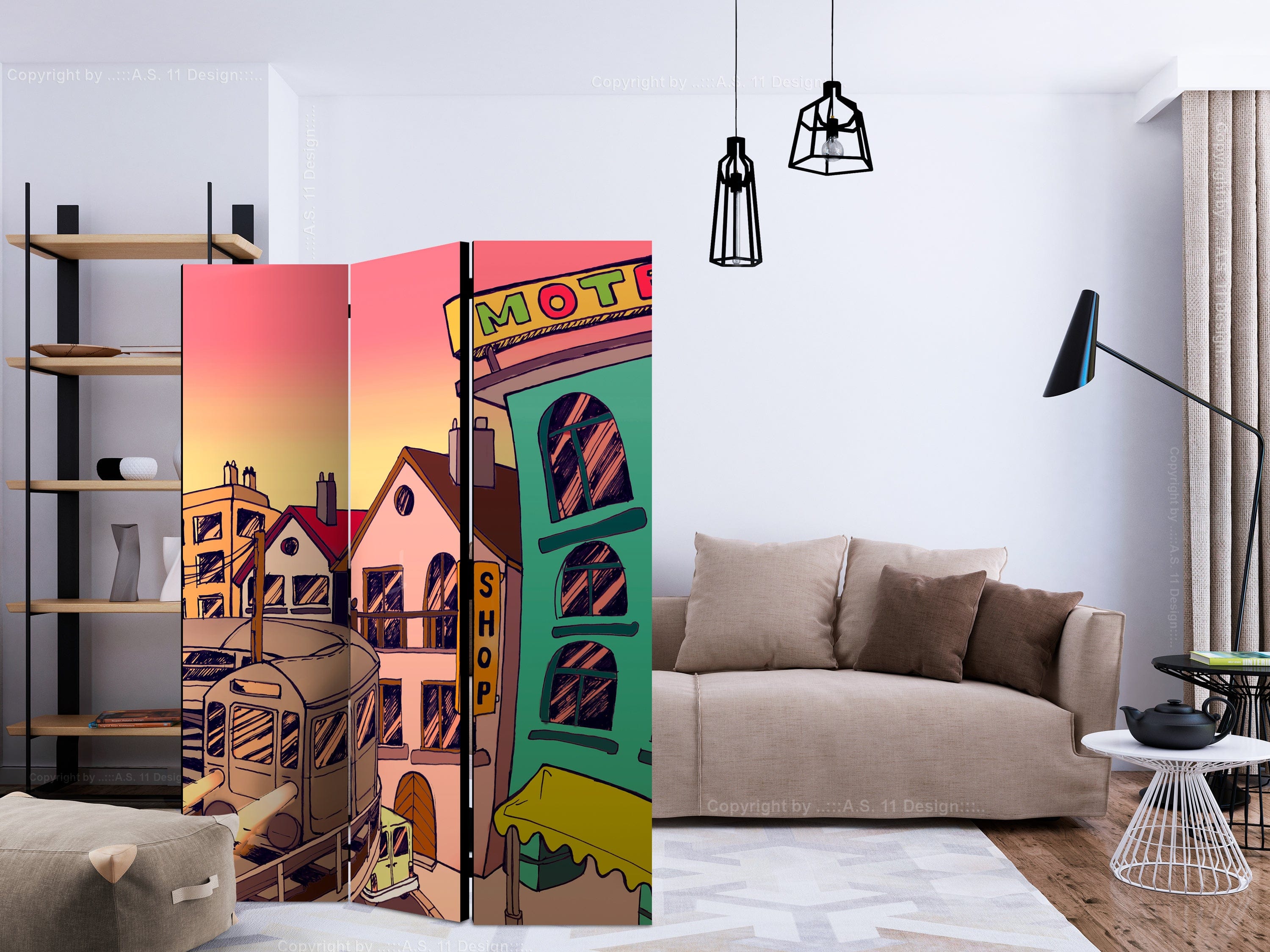 Aizslietnis 3-daļīgs - Rīts pilsētā (135x172cm) 135x172 cm Home Trends
