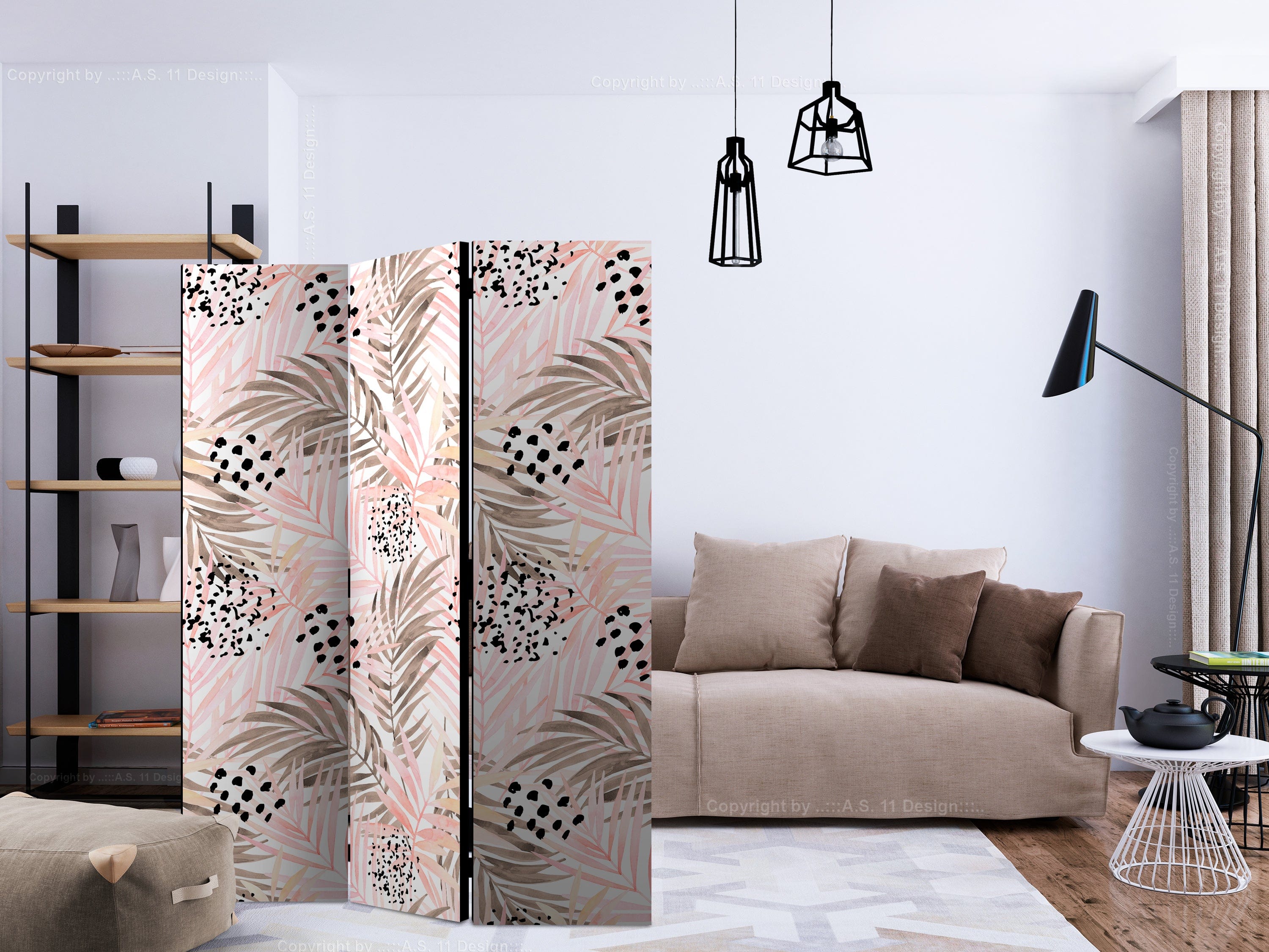 Aizslietnis 3-daļīgs - Rozā palmu lapas (135x172cm) 135x172 cm Home Trends