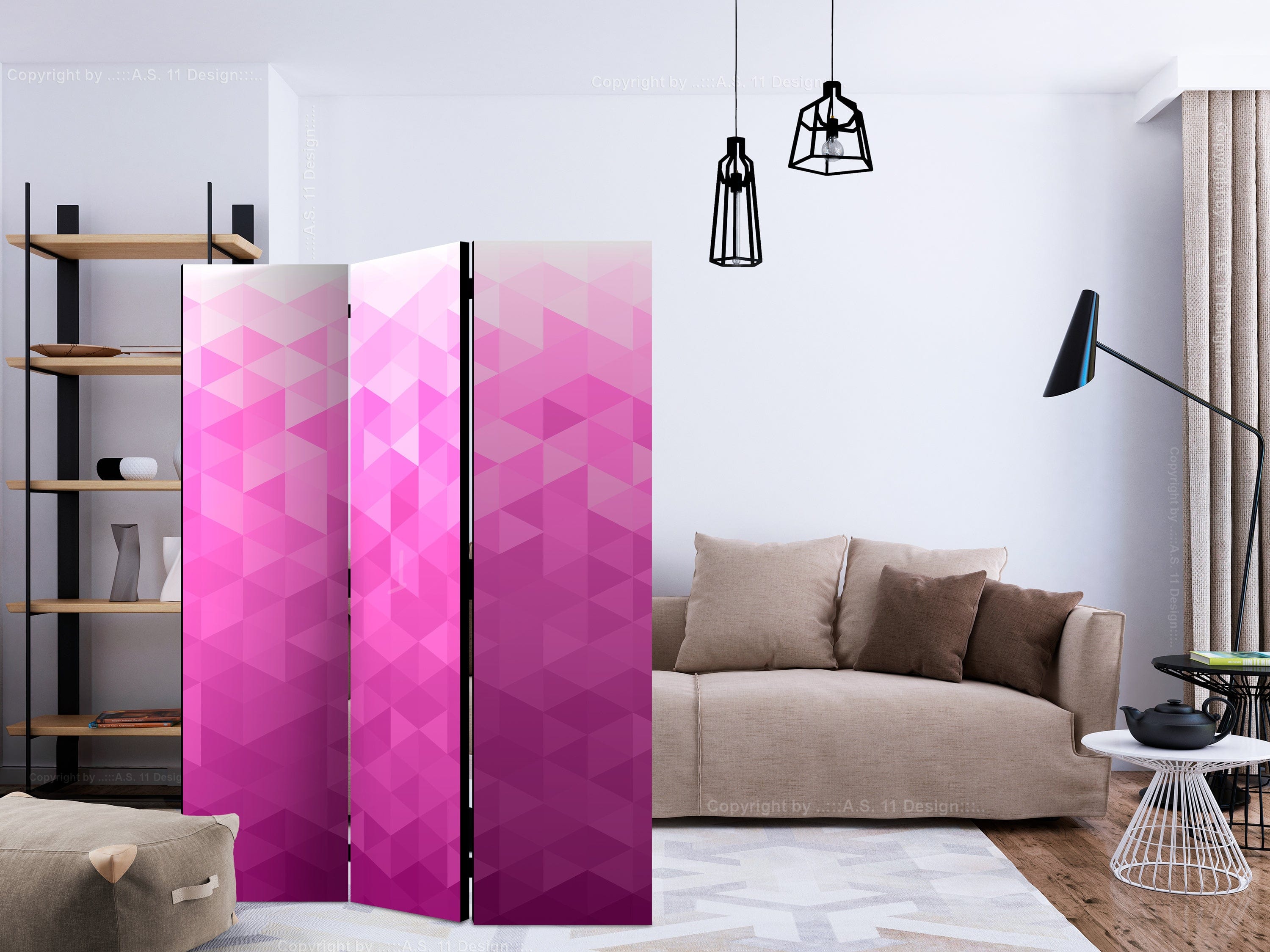 Aizslietnis 3-daļīgs - Rozā pikseļi (135x172cm) 135x172 cm Home Trends