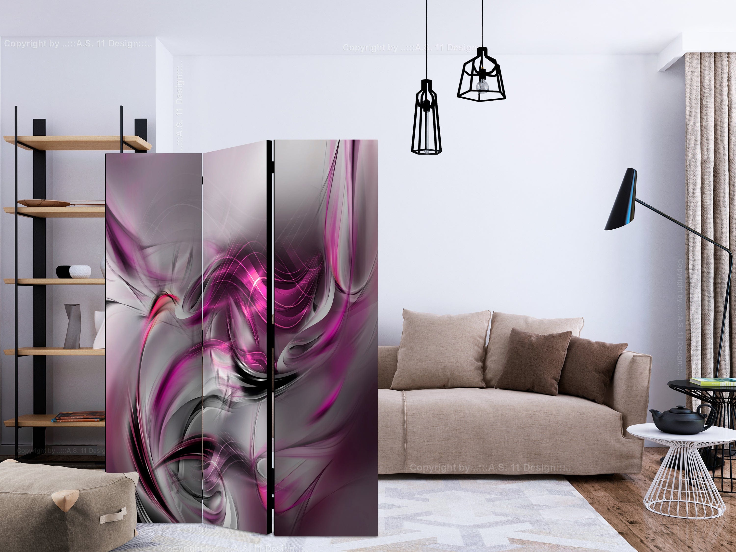 Aizslietnis 3-daļīgs - Rozā virpuļi (135x172cm) 135x172 cm Home Trends