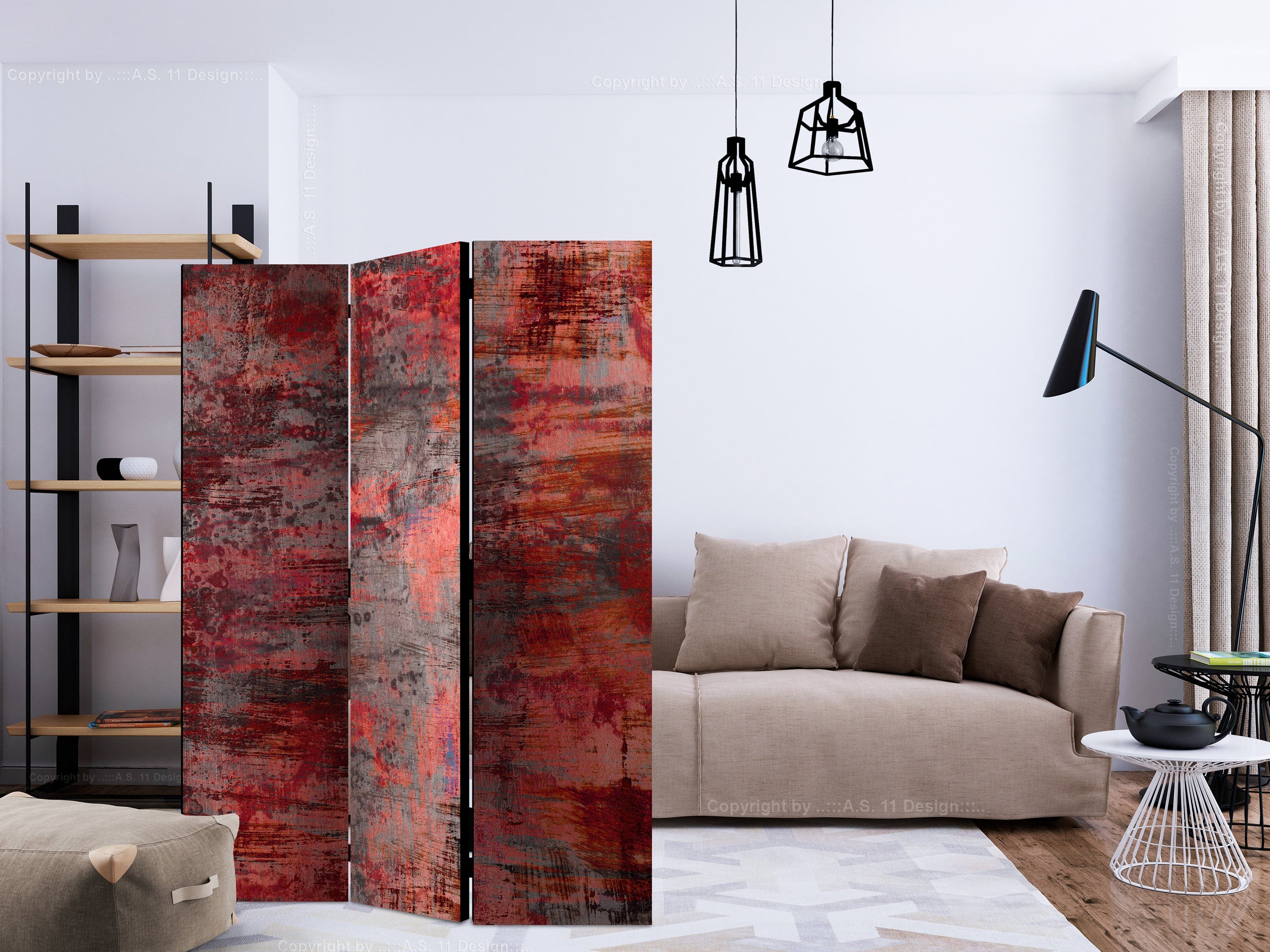 Aizslietnis 3-daļīgs - Sarkans metāls (135x172cm) 135x172 cm Home Trends