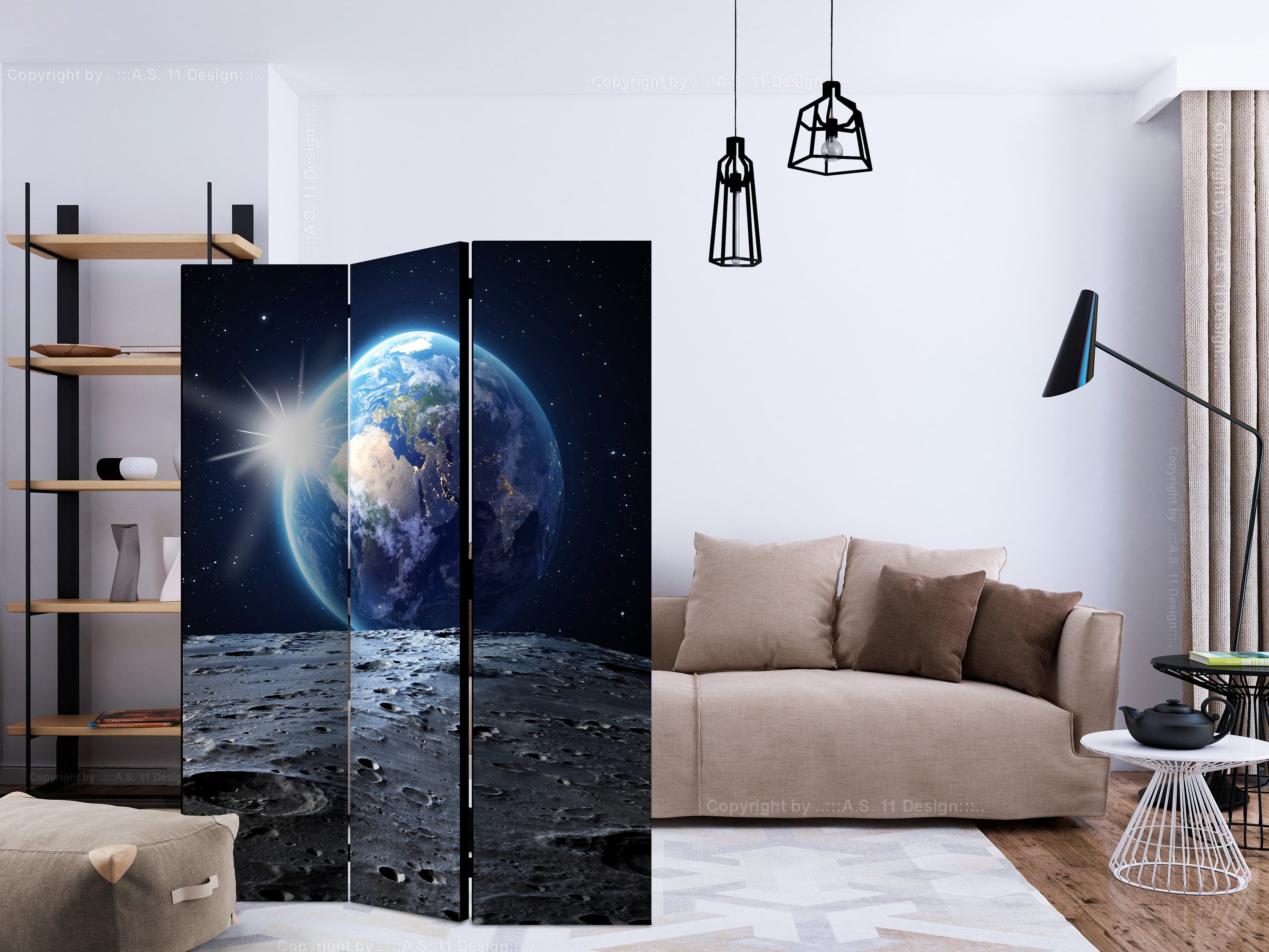 Aizslietnis 3-daļīgs - Skats uz Zilo planētu (135x172cm) 135x172 cm Home Trends