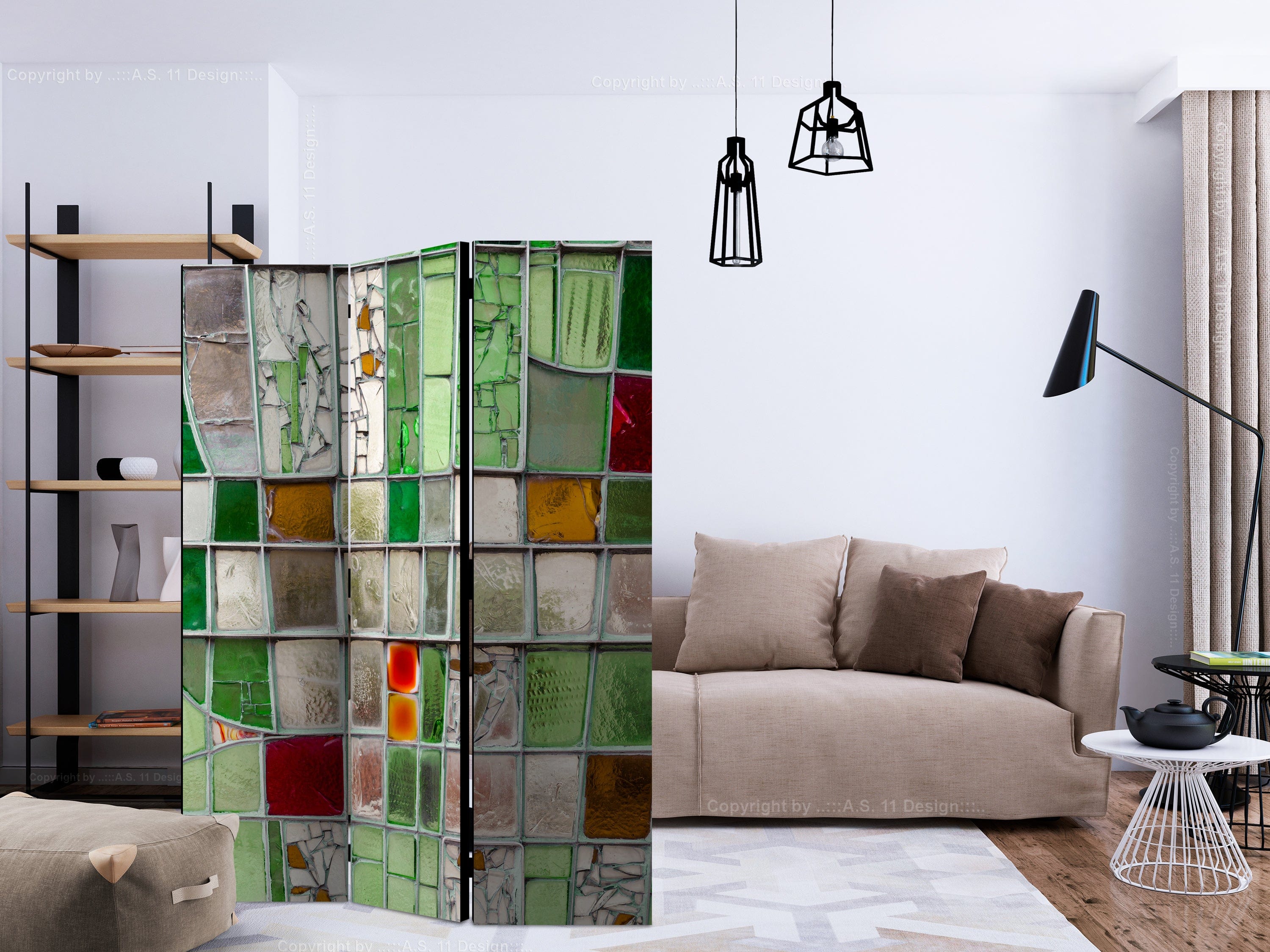 Aizslietnis 3-daļīgs - Smaragda vitrāžas (135x172cm) 135x172 cm Home Trends