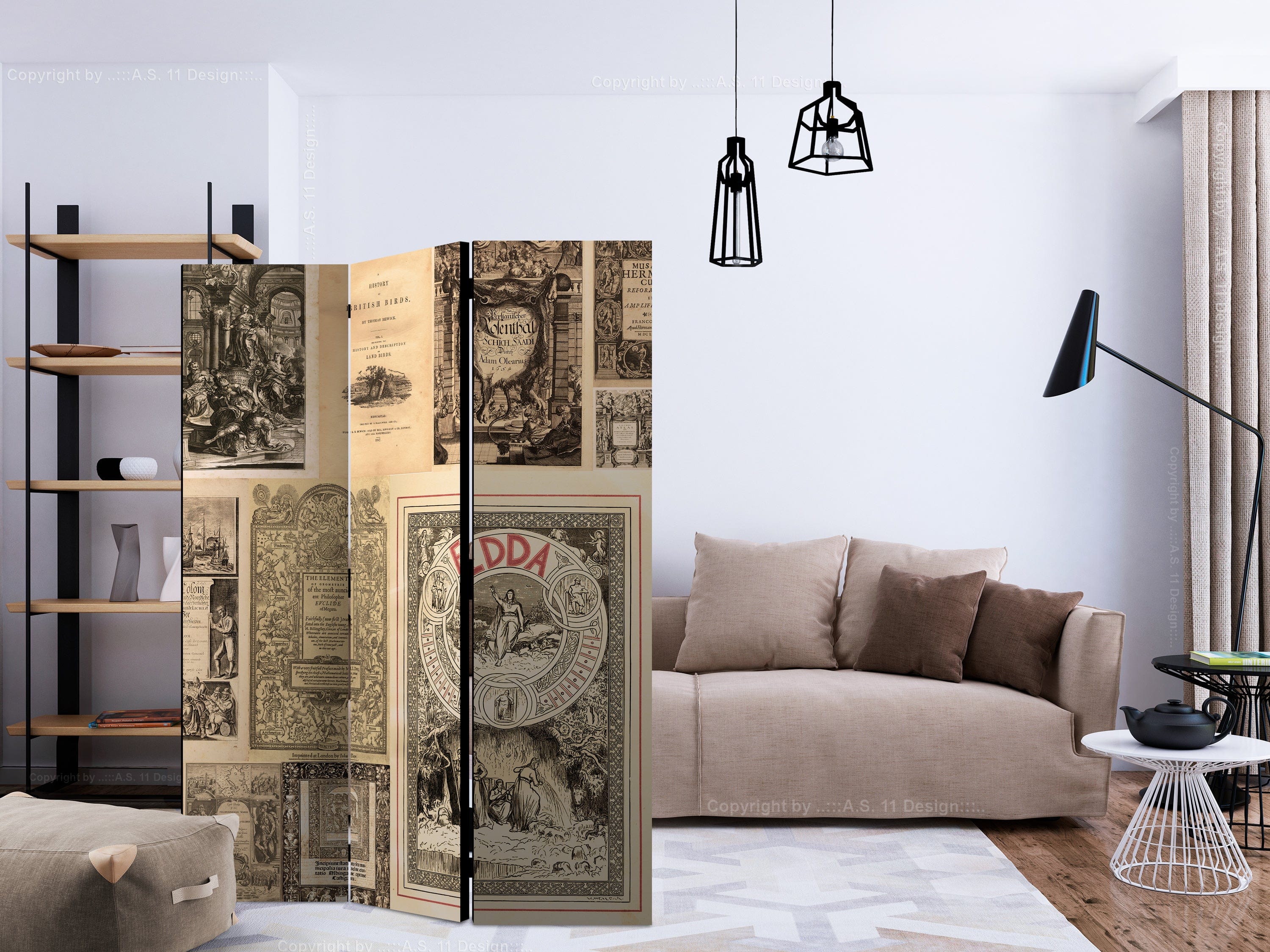 Aizslietnis 3-daļīgs - Vintāžas grāmatas (135x172cm) 135x172 cm Home Trends