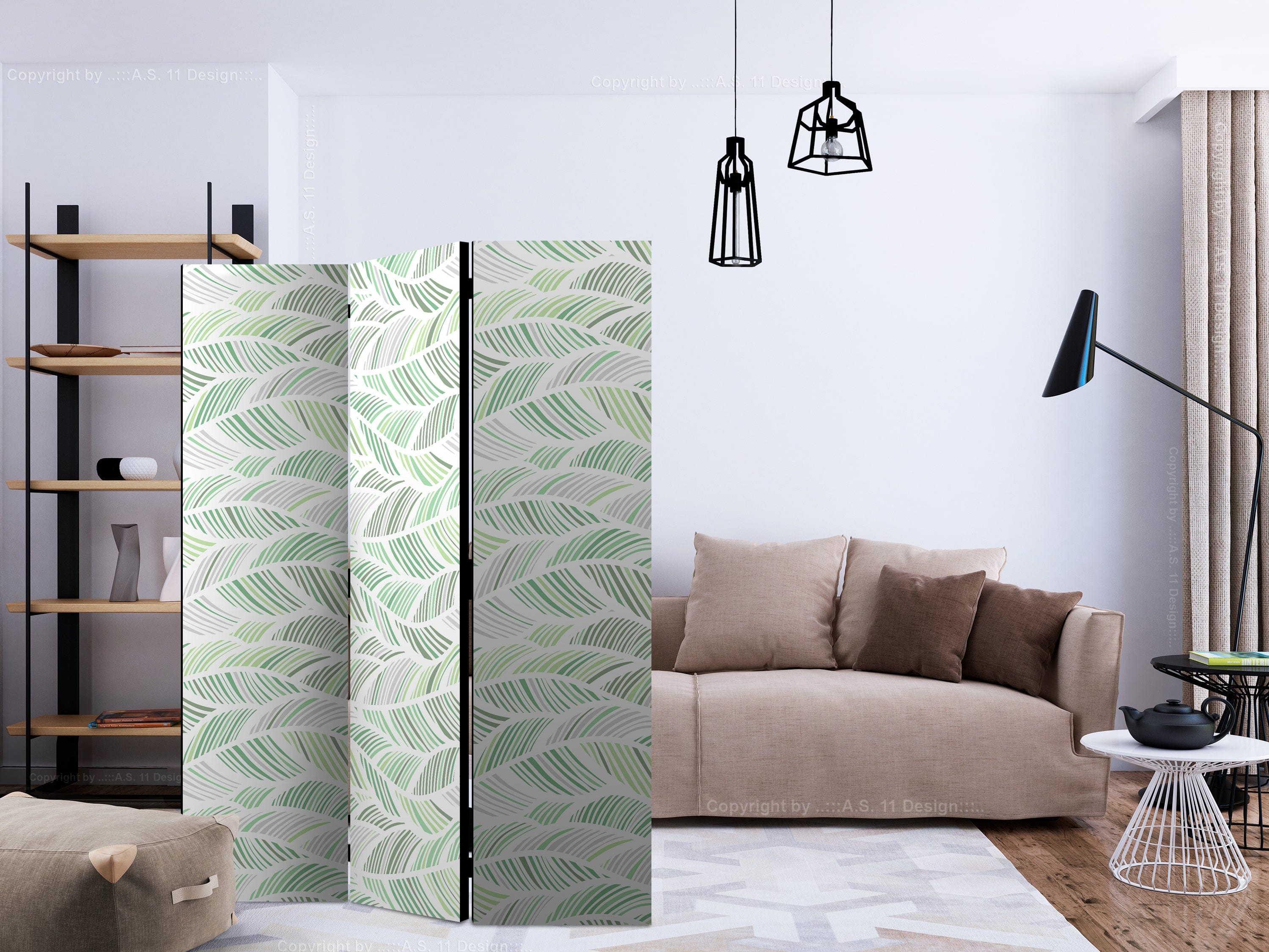 Aizslietnis 3-daļīgs - Zaļie viļņi (135x172cm) 135x172 cm Home Trends