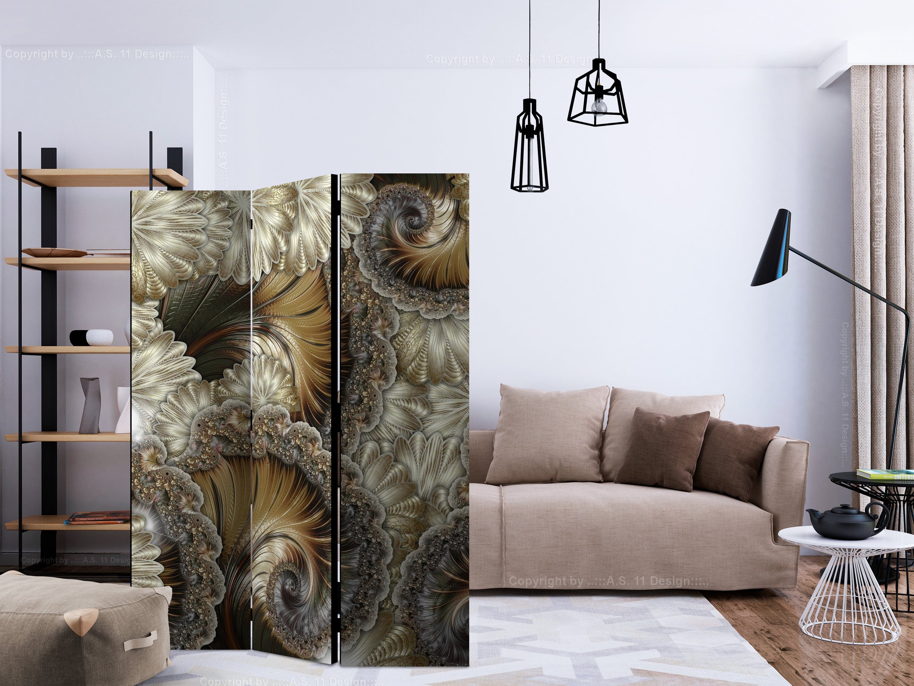 Aizslietnis 3-daļīgs - Zelta spirālveida ornaments (135x172cm) 135x172 cm Home Trends