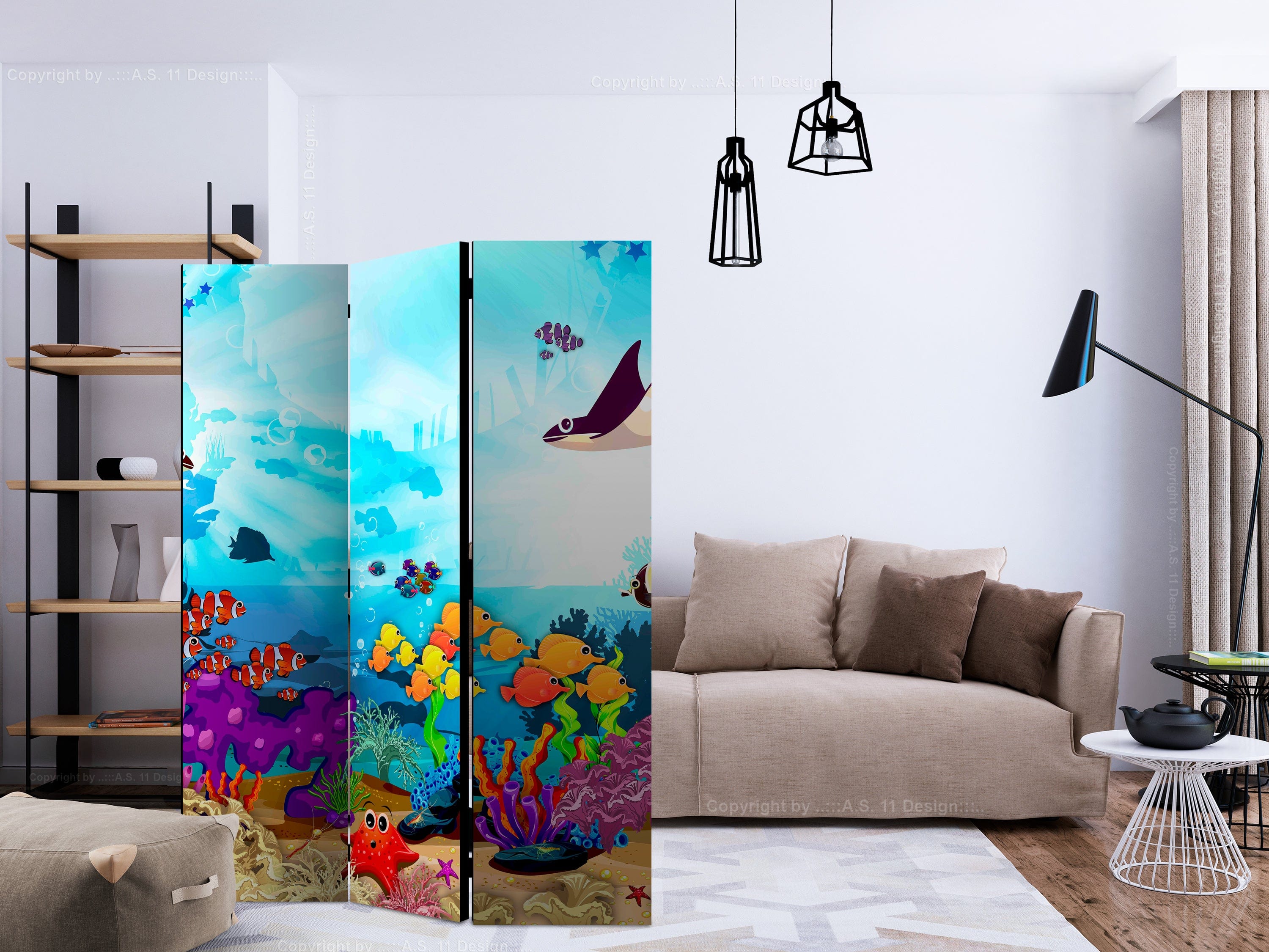 Aizslietnis 3-daļīgs - Zemūdens izklaide (135x172cm) 135x172 cm Home Trends