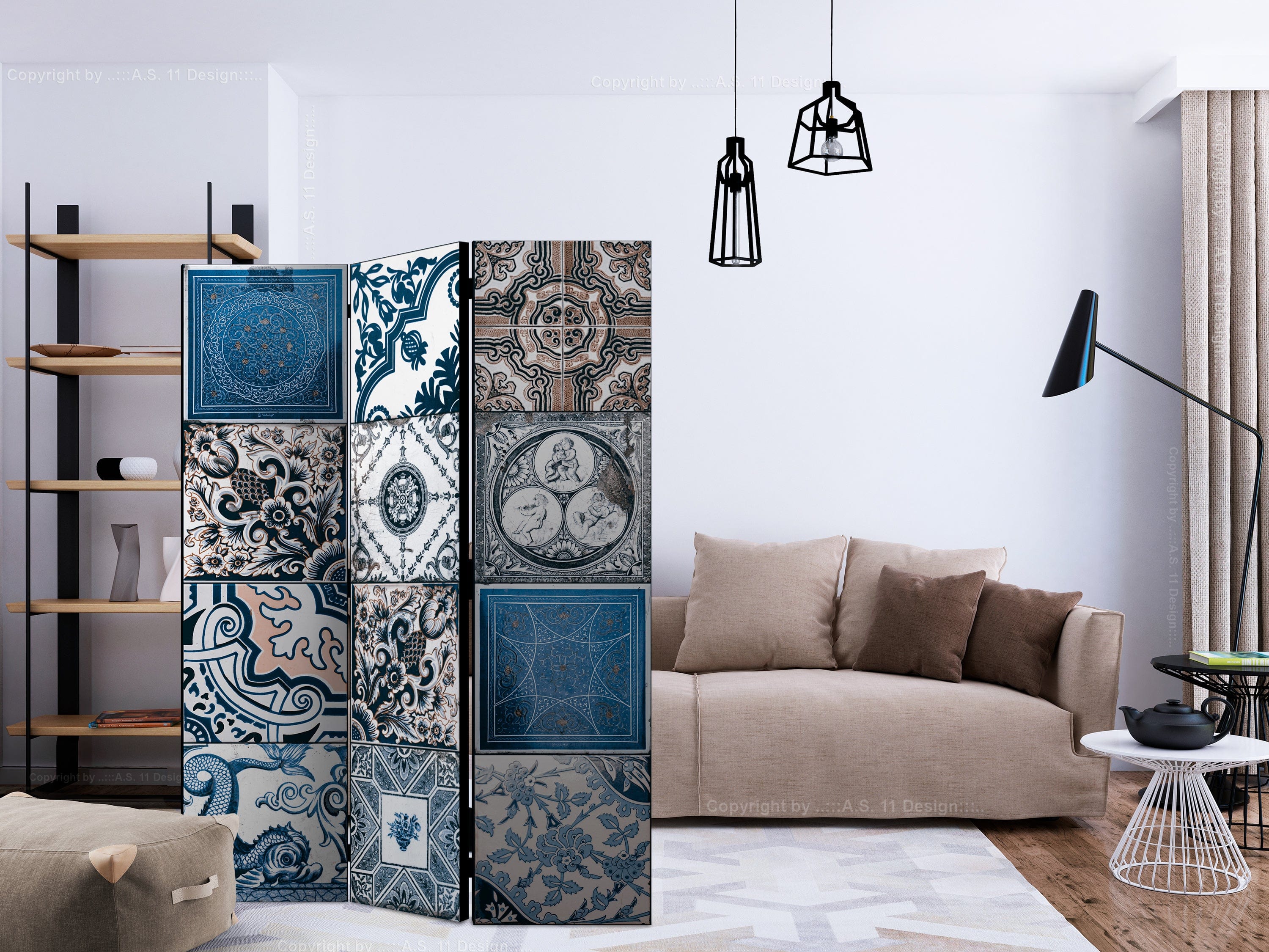 Aizslietnis 3-daļīgs - Zilā Arabeska (135x172cm) 135x172 cm Home Trends