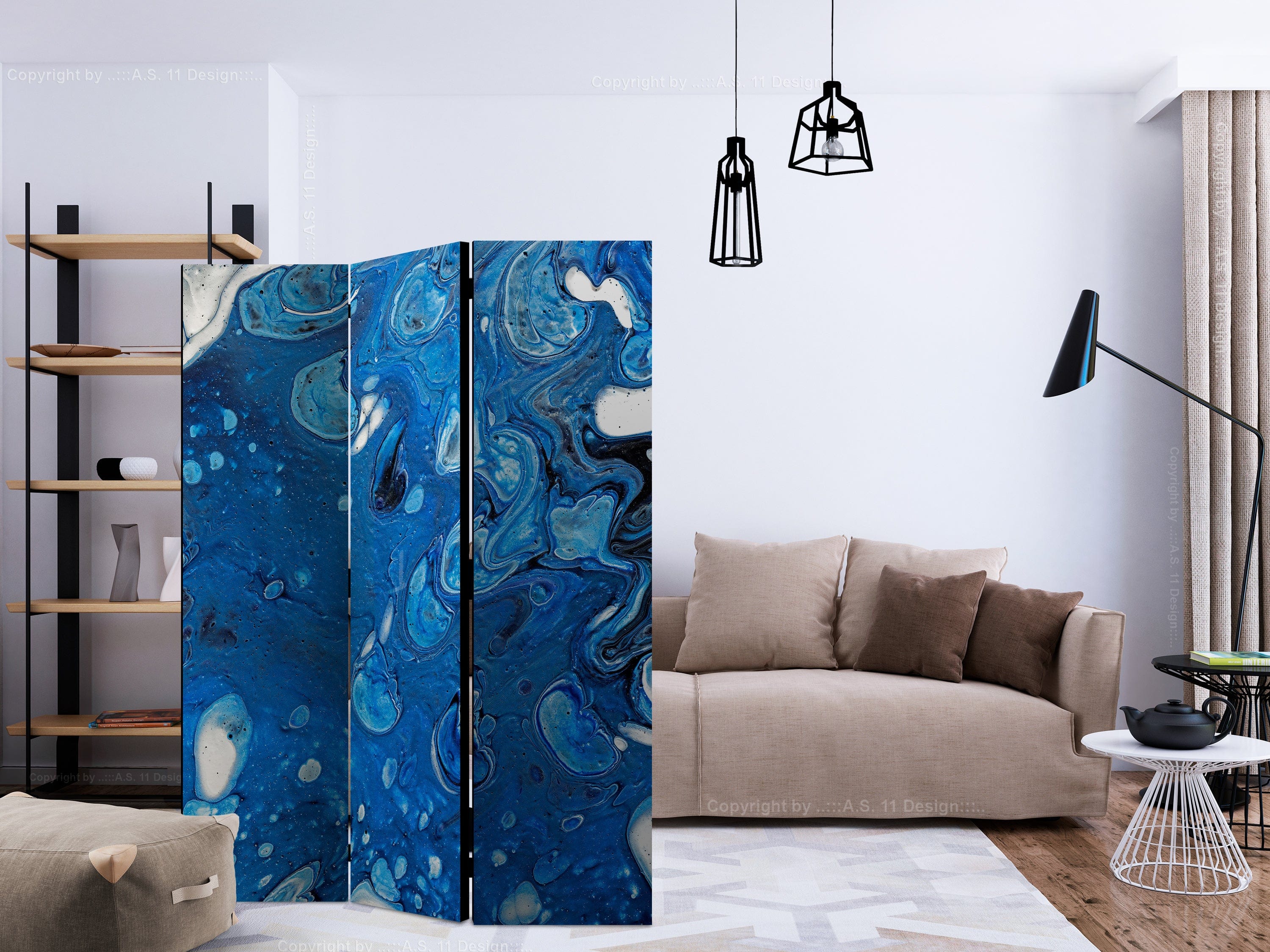 Aizslietnis 3-daļīgs - Zila straume (135x172cm) 135x172 cm Home Trends