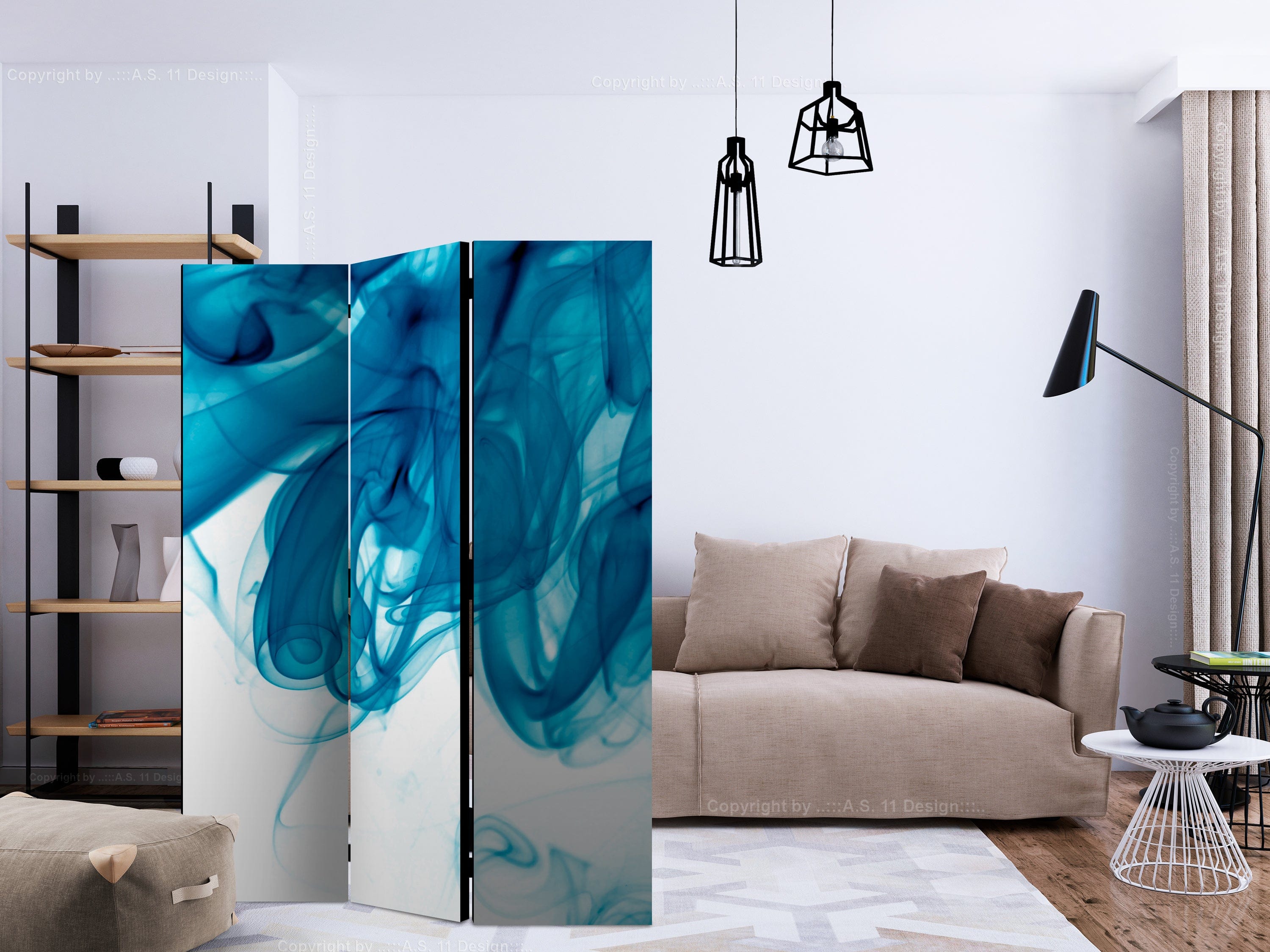 Aizslietnis 3-daļīgs - Zilie dūmi (135x172cm) 135x172 cm Home Trends