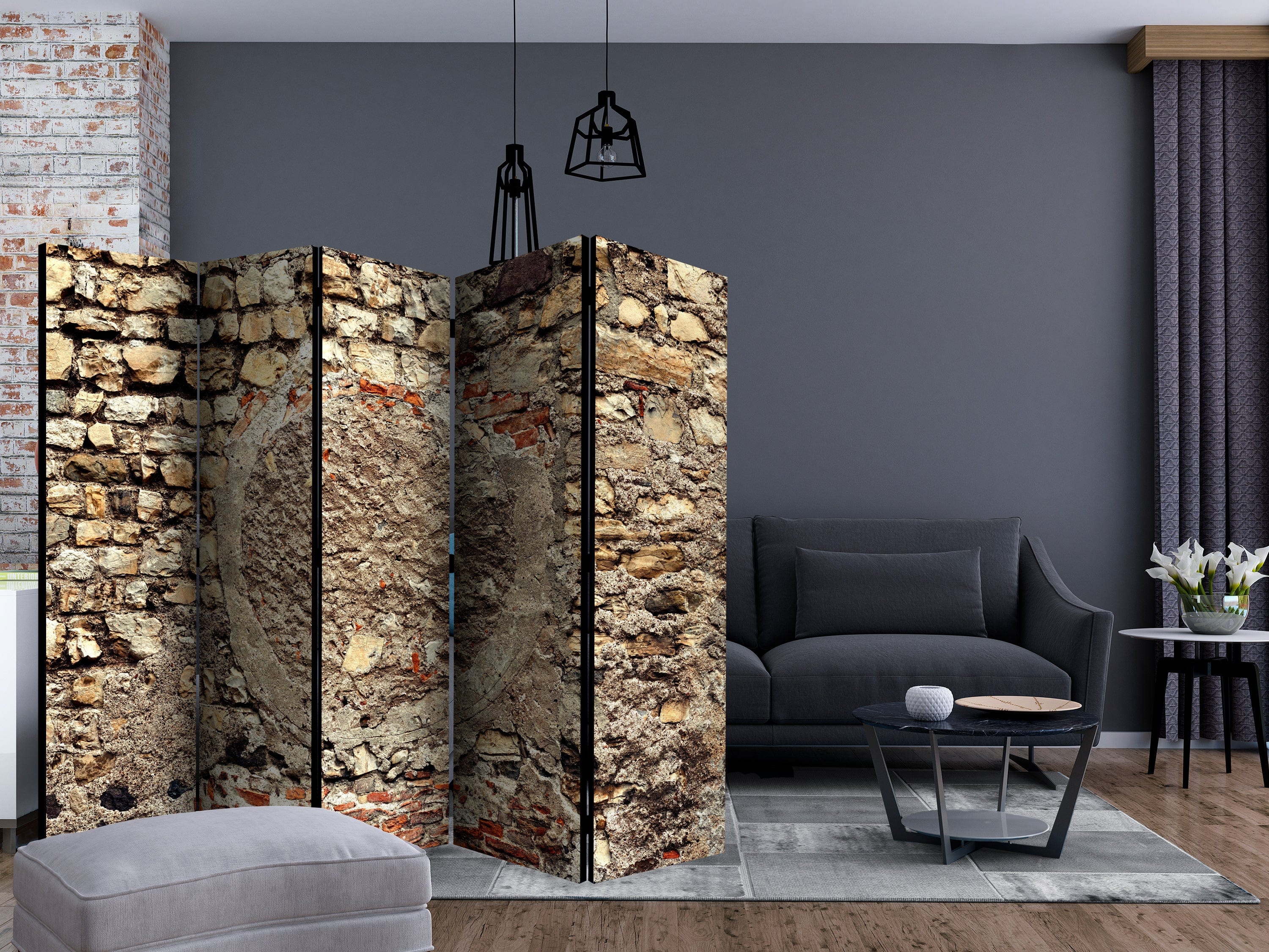 Aizslietnis 5-daļīgs - Akmens siena – vintāžas versija (225x172cm) Home Trends