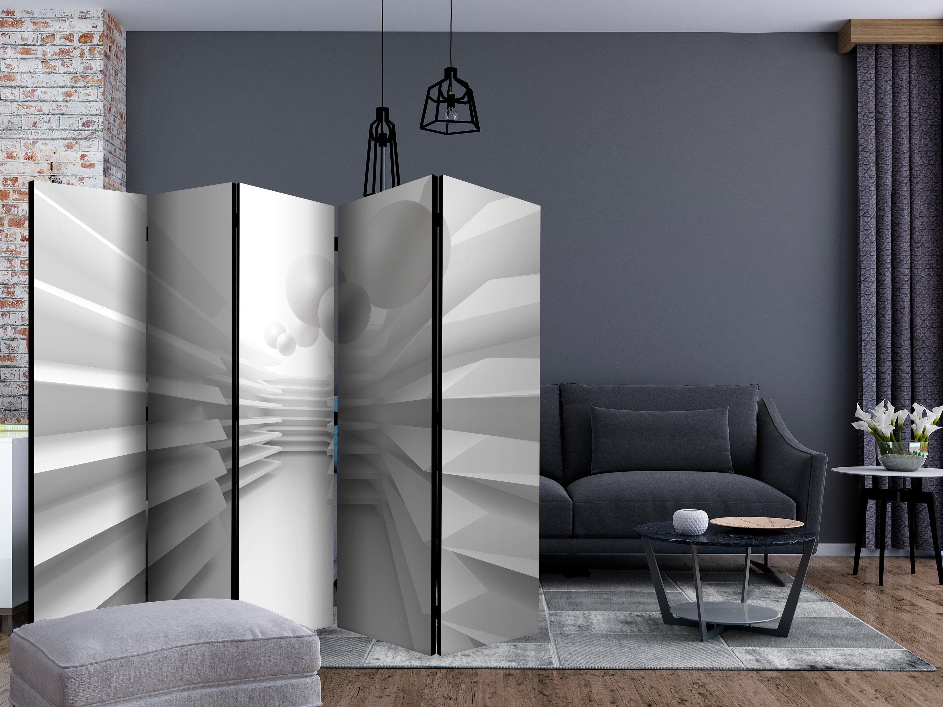 Aizslietnis 5-daļīgs - Baltais labirints (225x172cm) 225x172 cm Home Trends