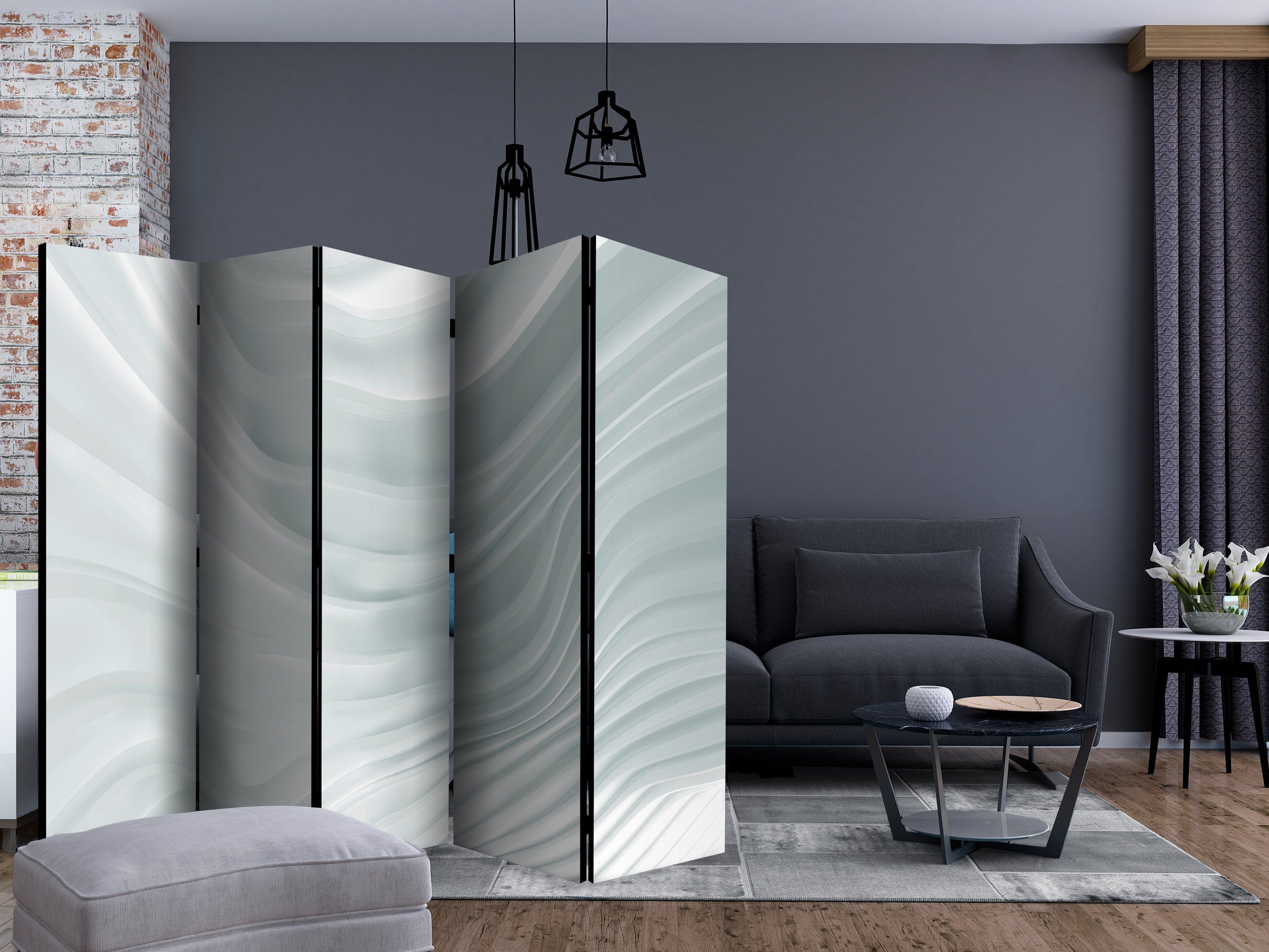 Aizslietnis 5-daļīgs - Balti viļņi (225x172cm) 225x172 cm Home Trends