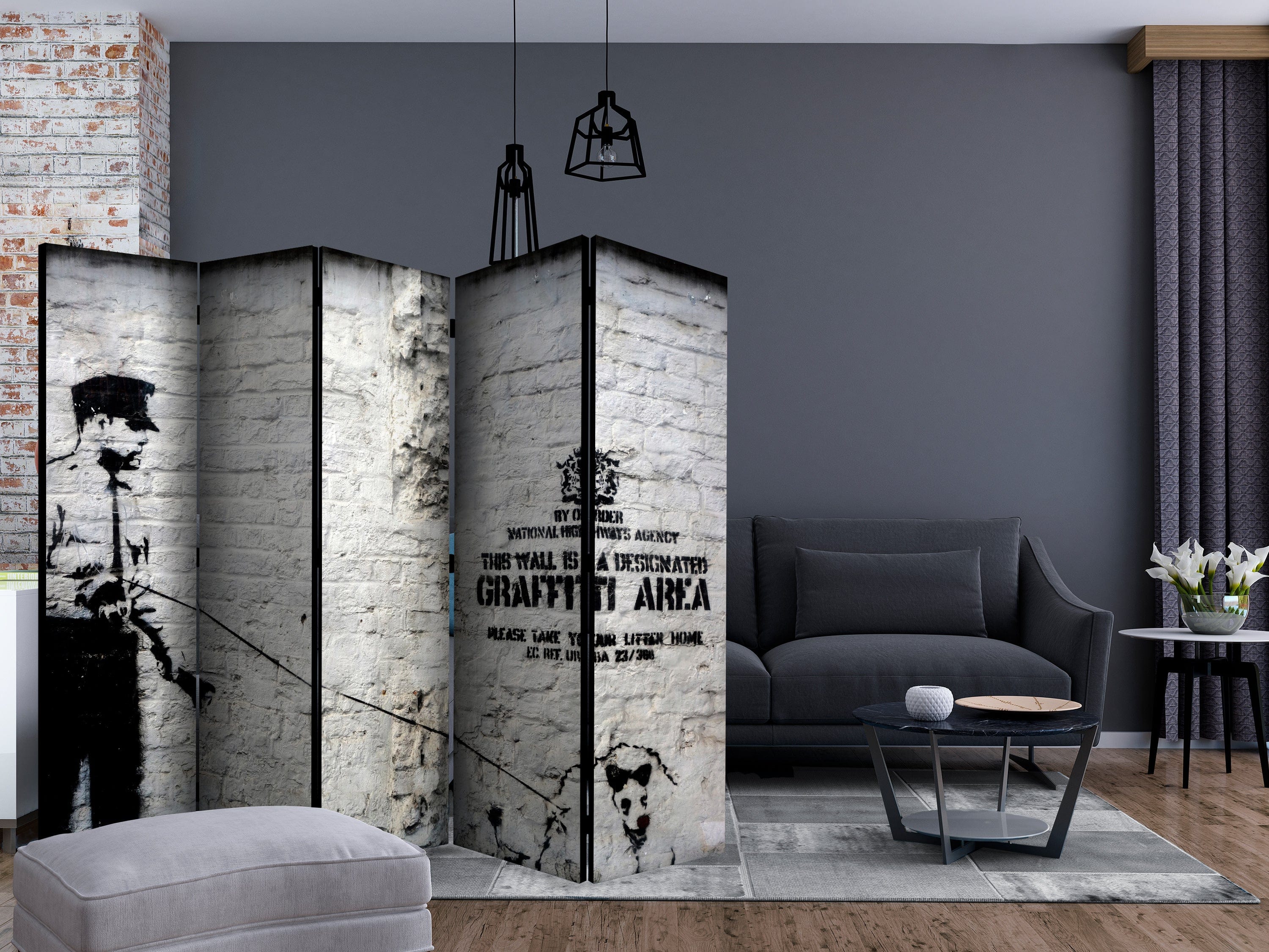 Aizslietnis 5-daļīgs - Banksy - Grafiti zona (225x172cm) Home Trends