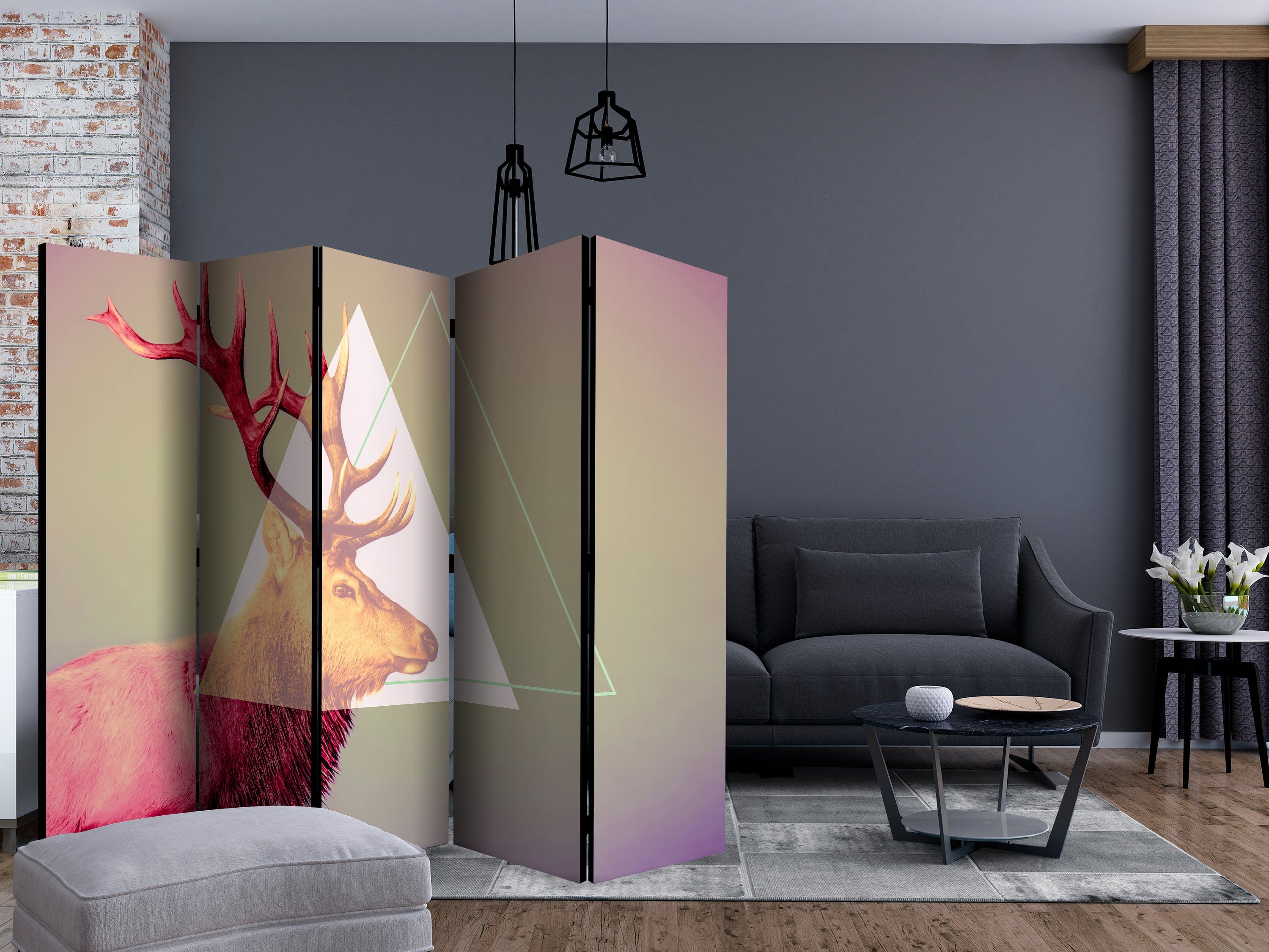 Aizslietnis 5-daļīgs - Briedis (grafiskais raksts) (225x172cm) Home Trends