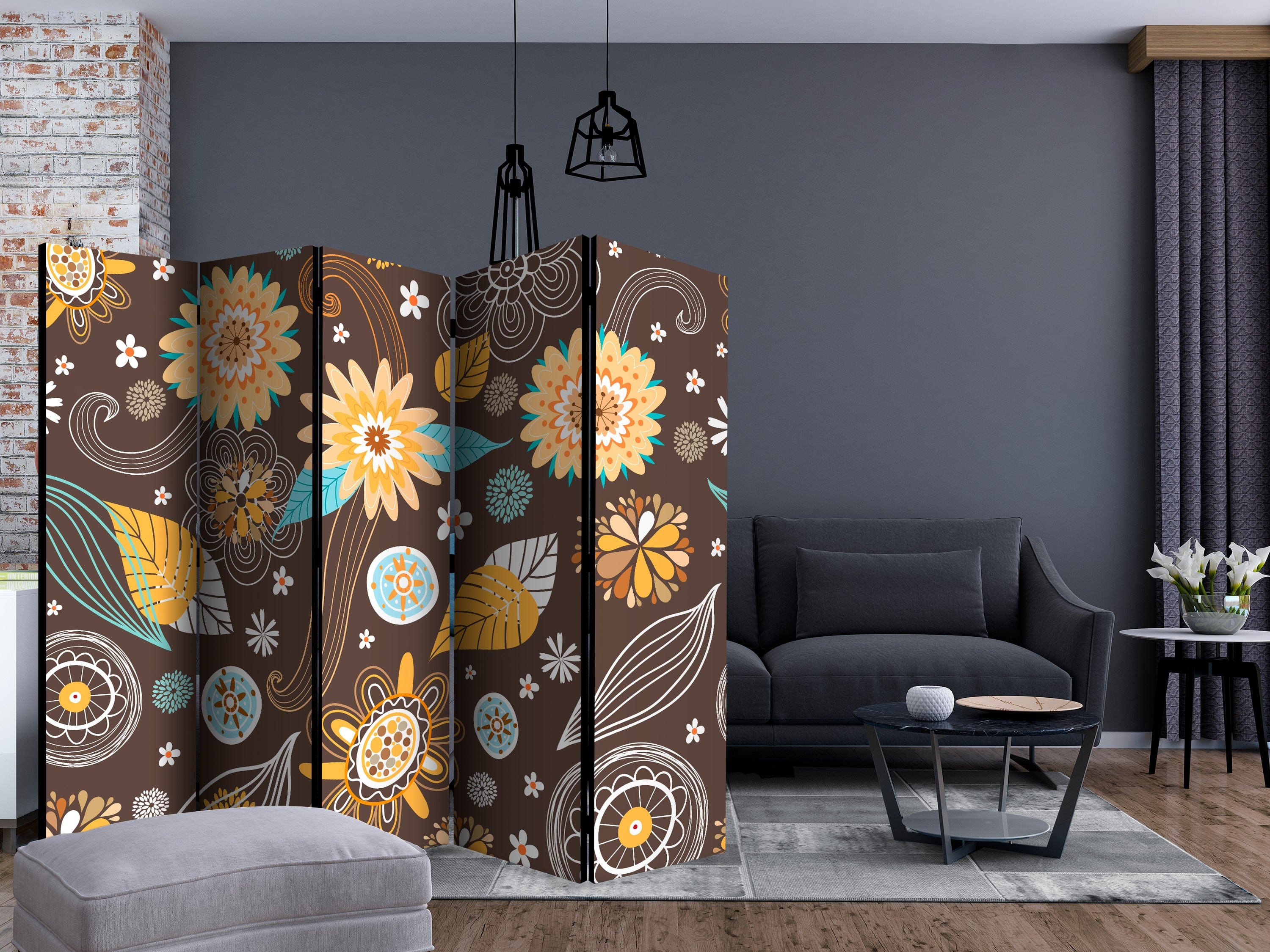 Aizslietnis 5-daļīgs - Caurspīdīgi ziedi (225x172cm) Home Trends