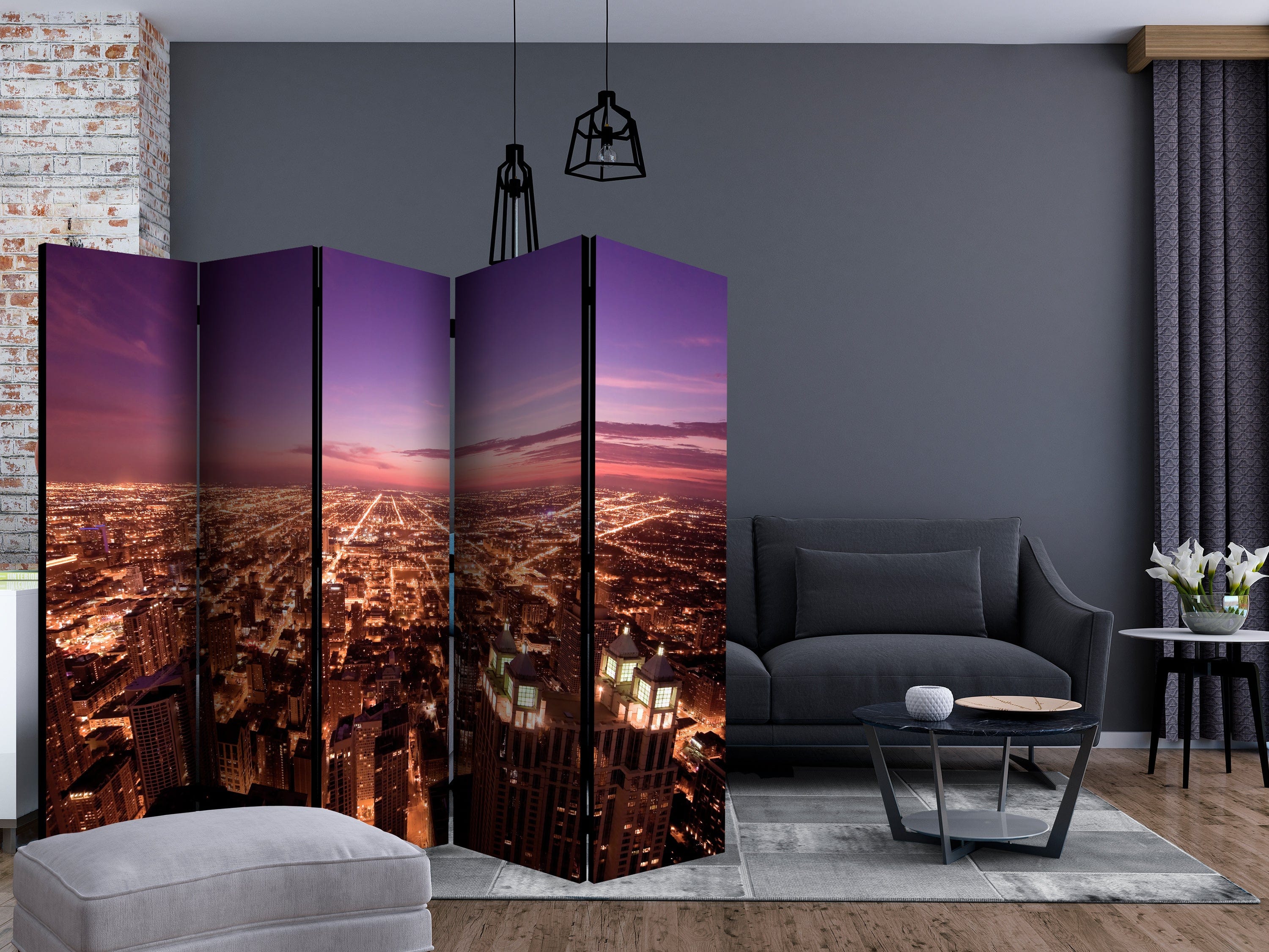 Aizslietnis 5-daļīgs - Čikāgas panorāma (225x172cm) Home Trends