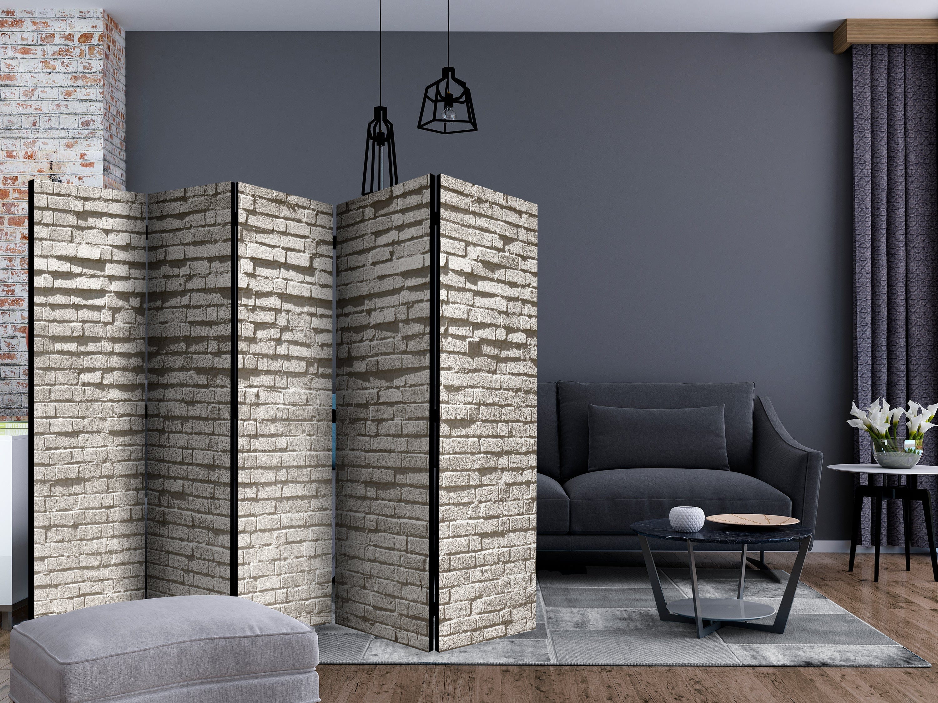 Aizslietnis 5-daļīgs - Ķieģeļu siena - minimālisms (225x172cm) Home Trends