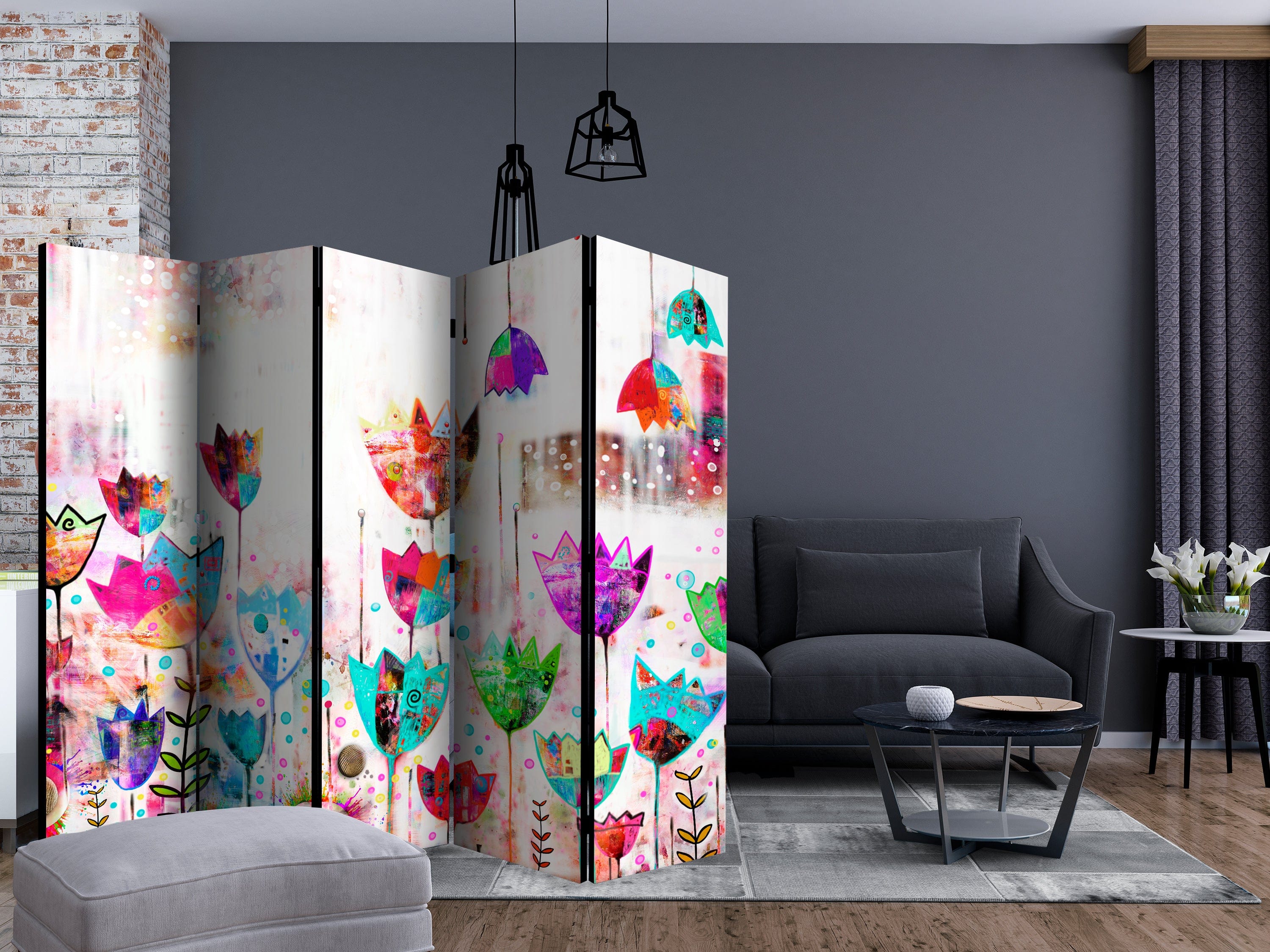 Aizslietnis 5-daļīgs - Krāsainas tulpes (225x172cm) Home Trends
