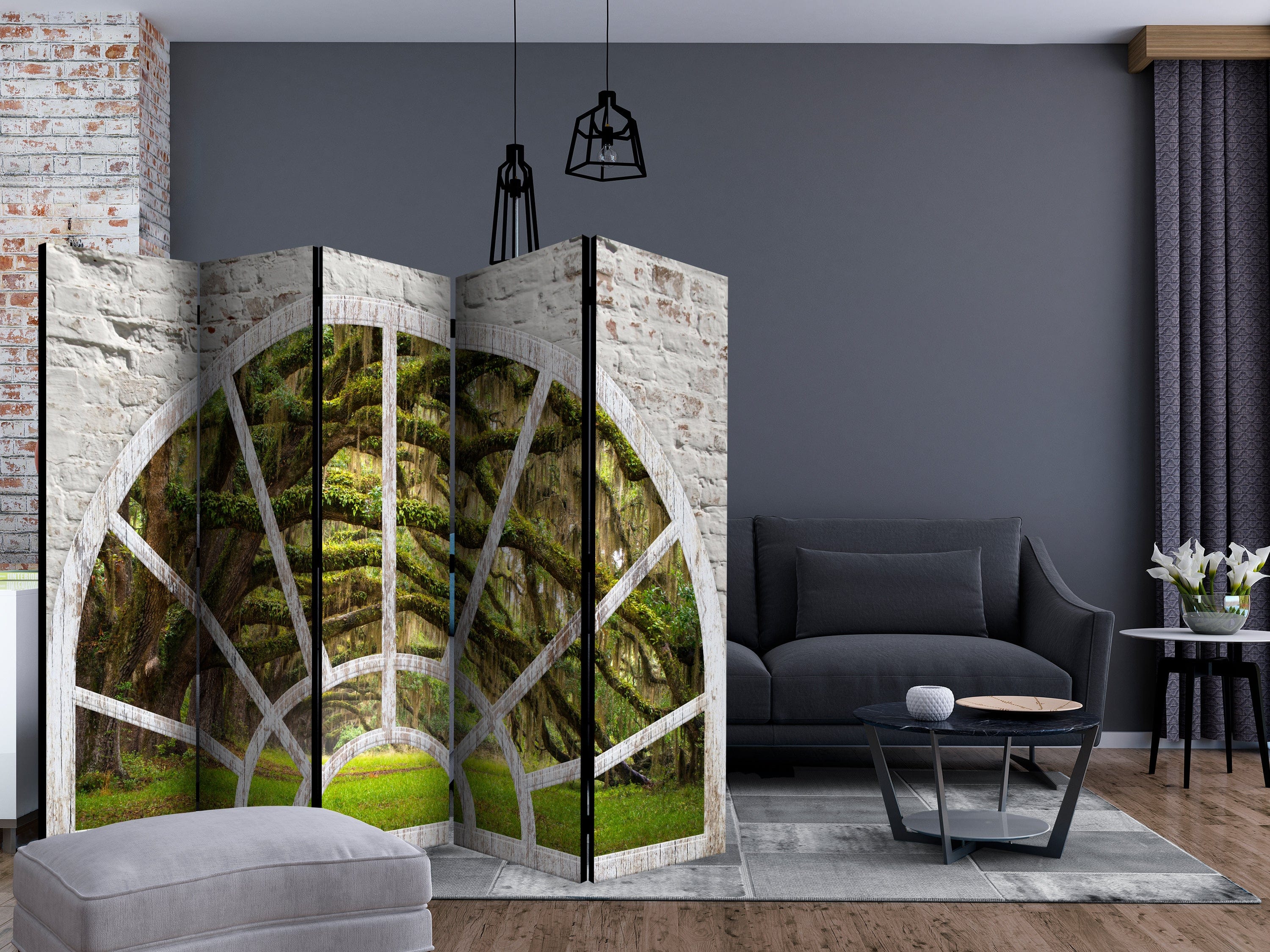 Aizslietnis 5-daļīgs - Logs uz slepeno mežu (225x172cm) Home Trends
