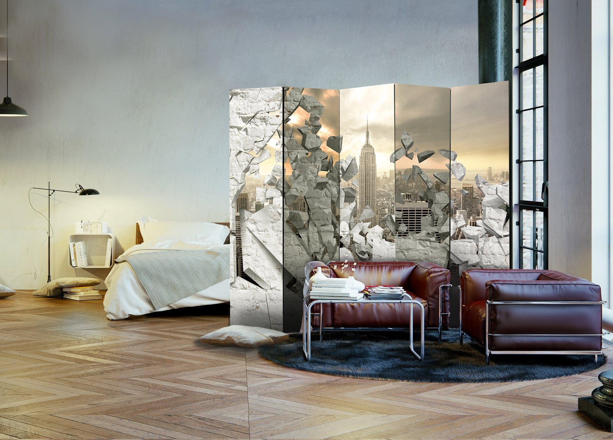 Aizslietnis 5-daļīgs - Pilsēta aiz sienas (225x172cm) Home Trends